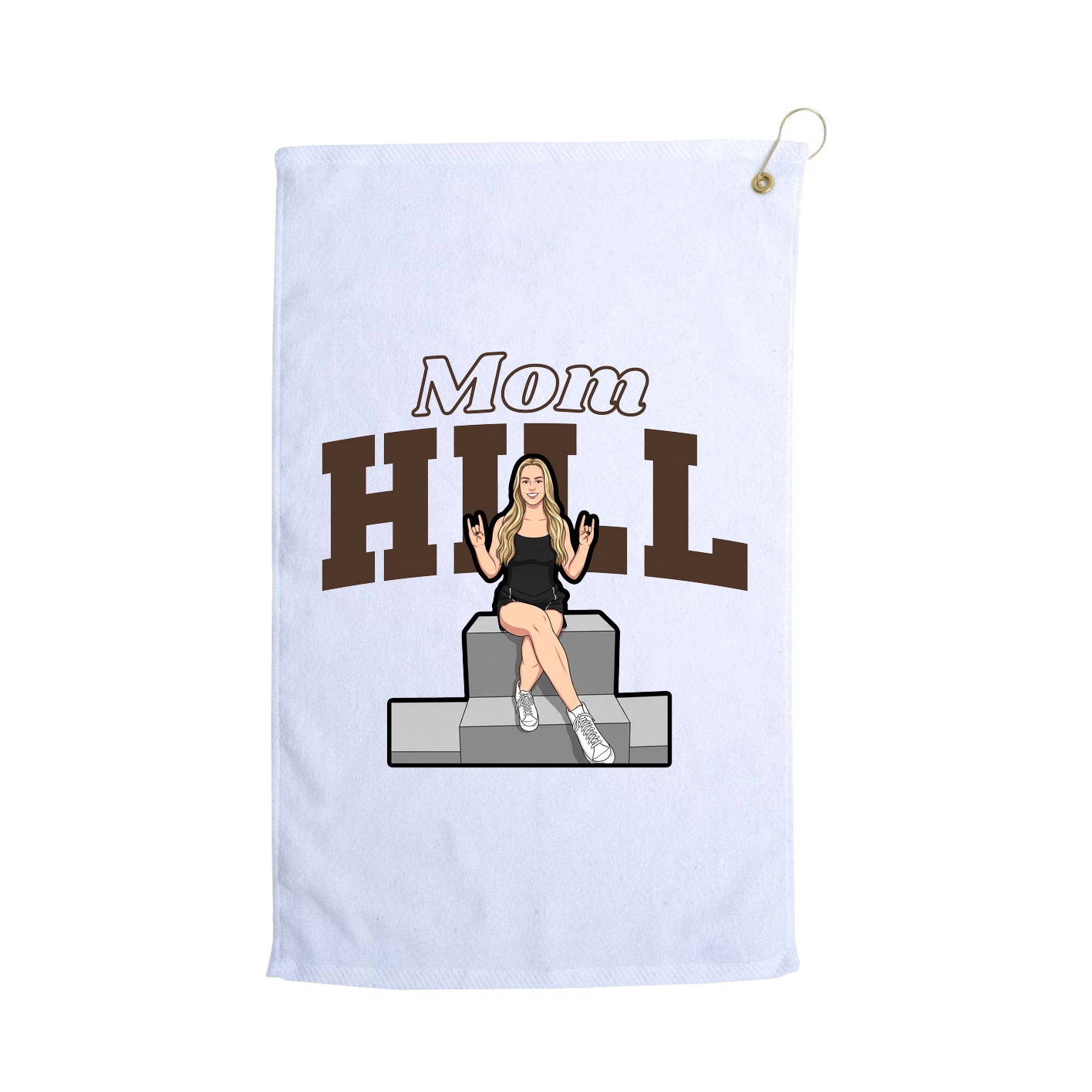 Golf Towel — Mothers Day Block in White