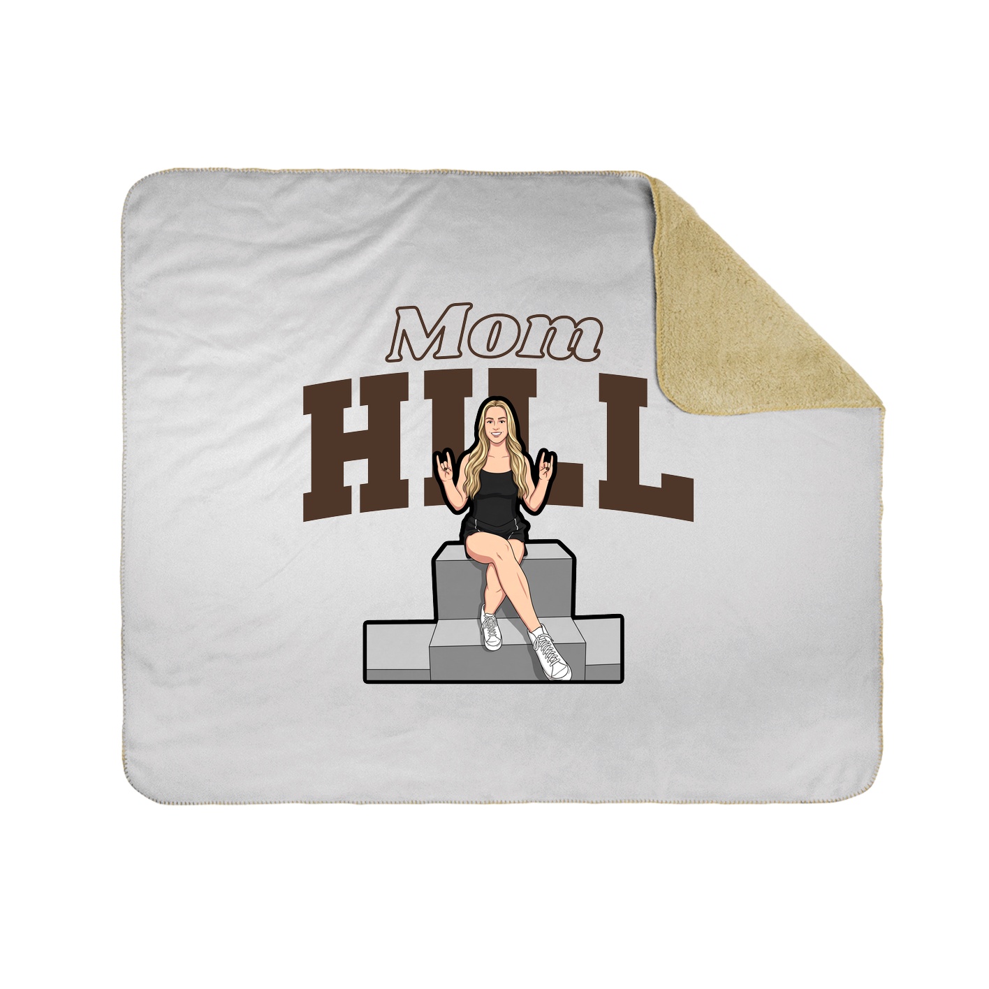 Throw Blanket — Mothers Day Block in White