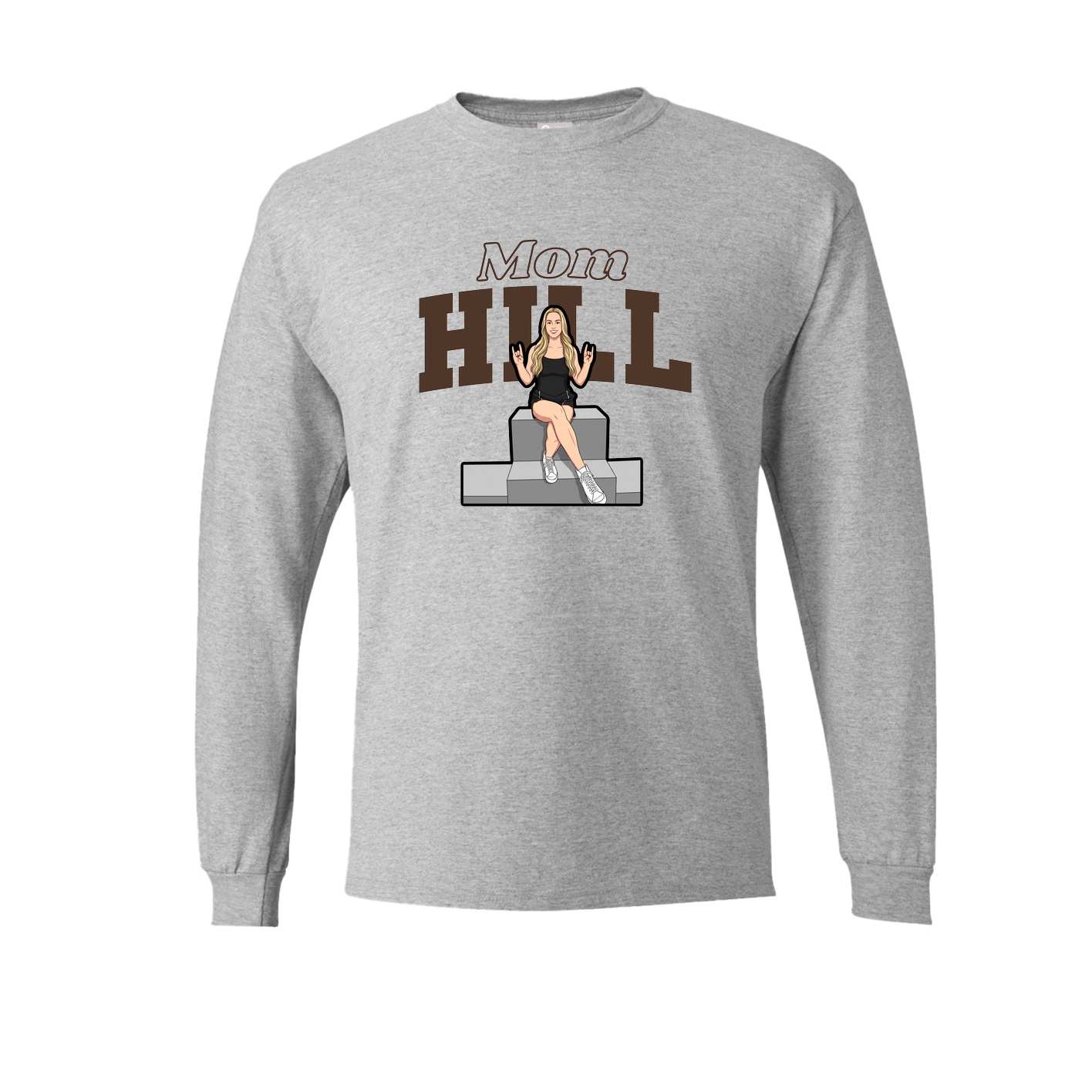 Long Sleeve Tee — Mothers Day Block in Grey