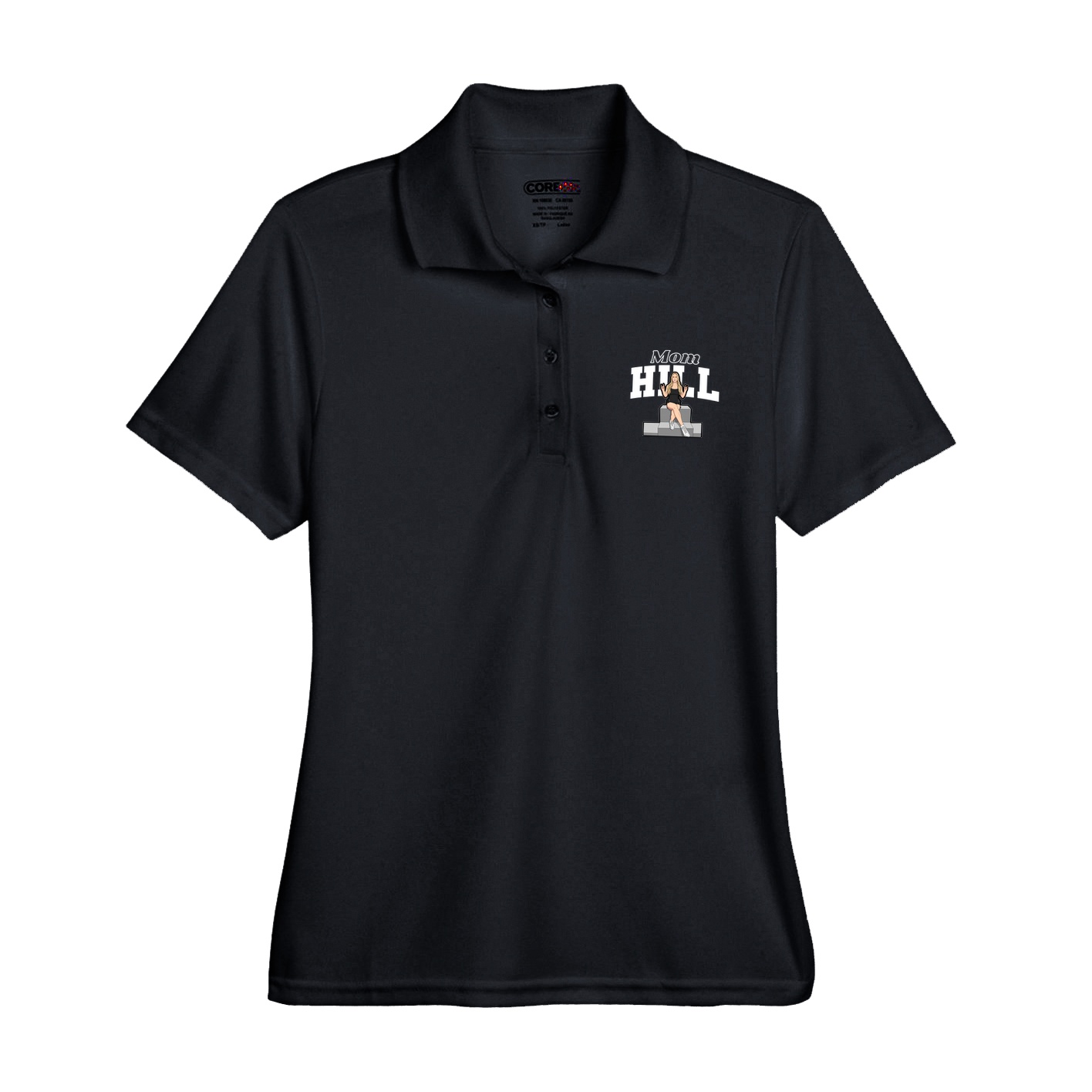 Womens Performance Polo — Mothers Day Block in Black