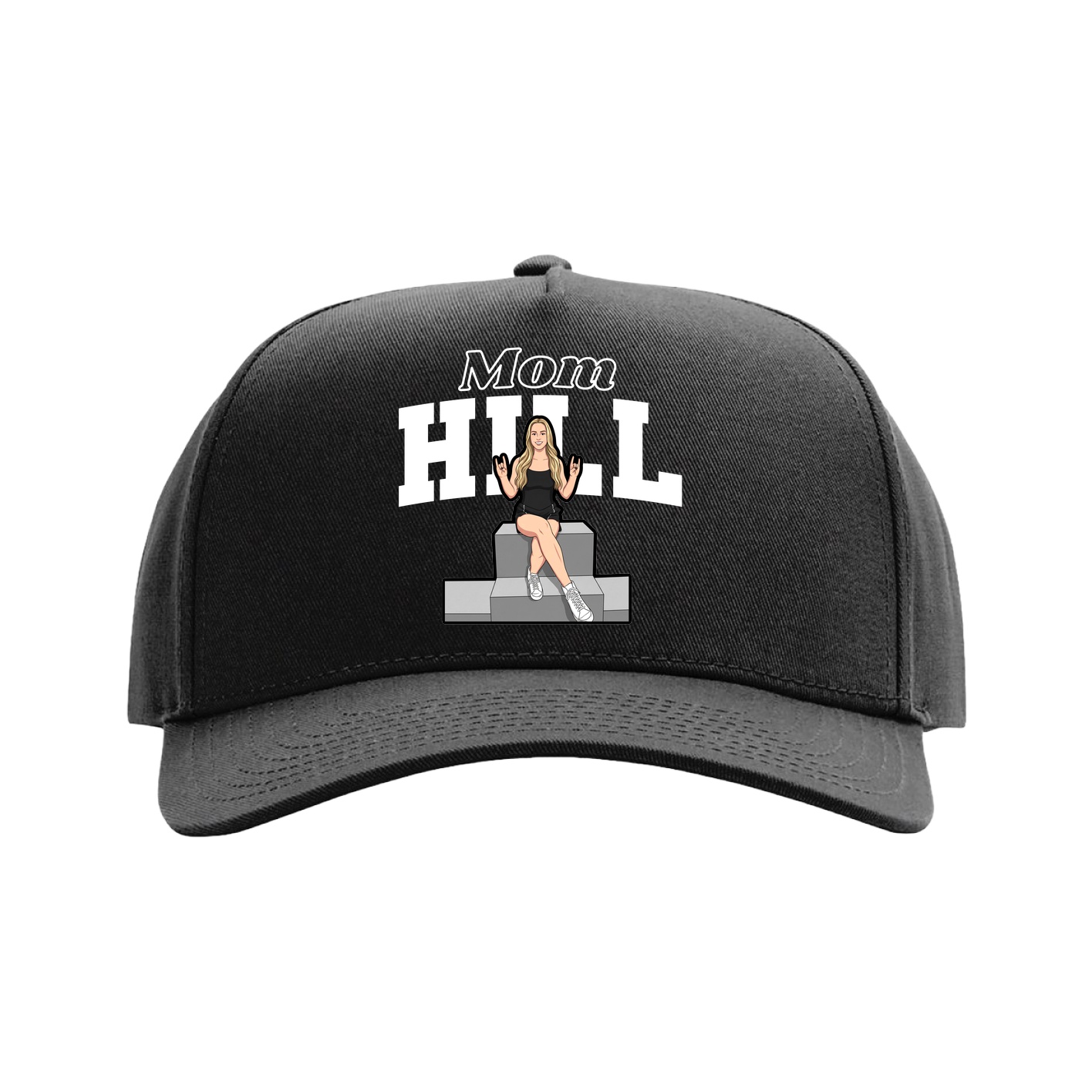 Full Fabric Five-Panel Champ Cap — Mothers Day Block in Black
