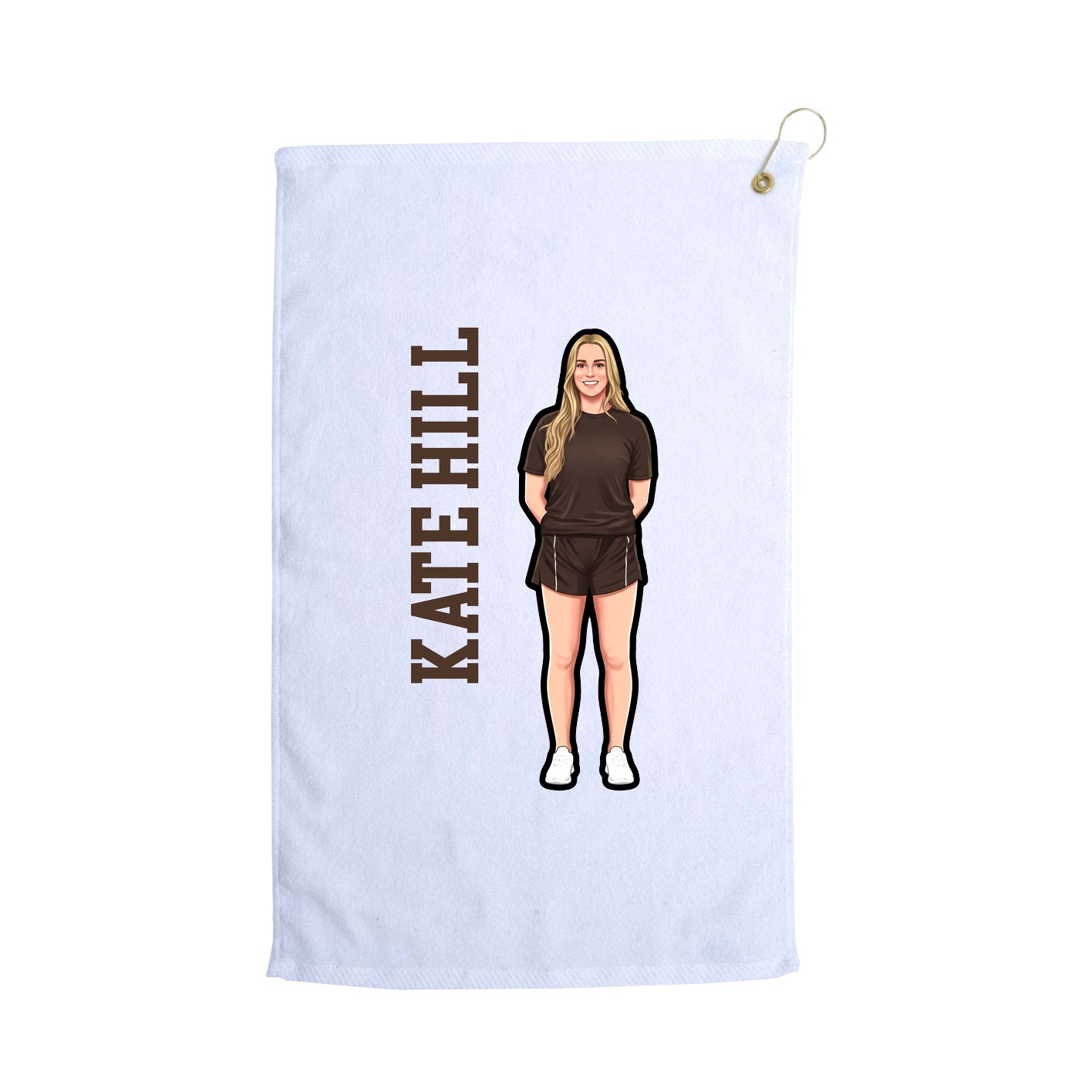 Golf Towel — Name Vertical in White