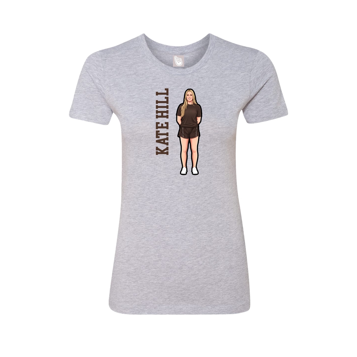 Fitted Women's Tee — Name Vertical in Grey
