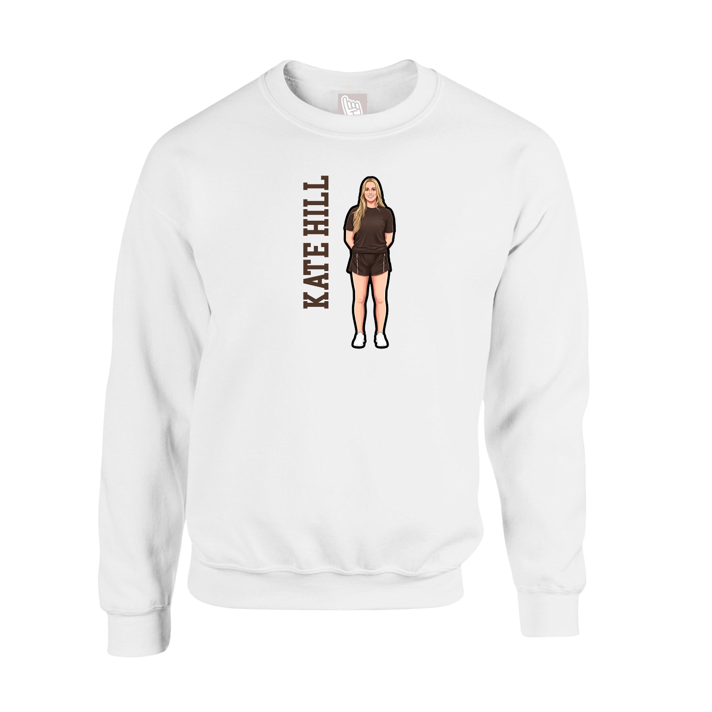 Fleece Crew — Name Vertical in White