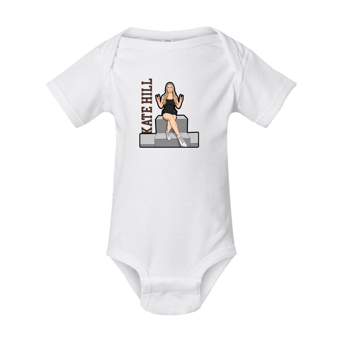 Baby Onesie — Name Vertical in White