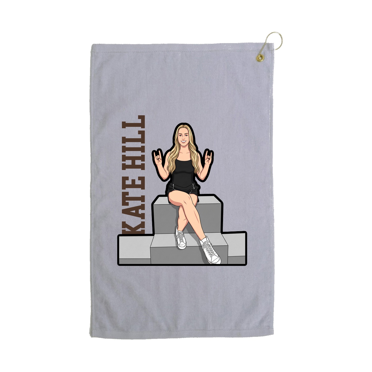 Golf Towel — Name Vertical in Grey