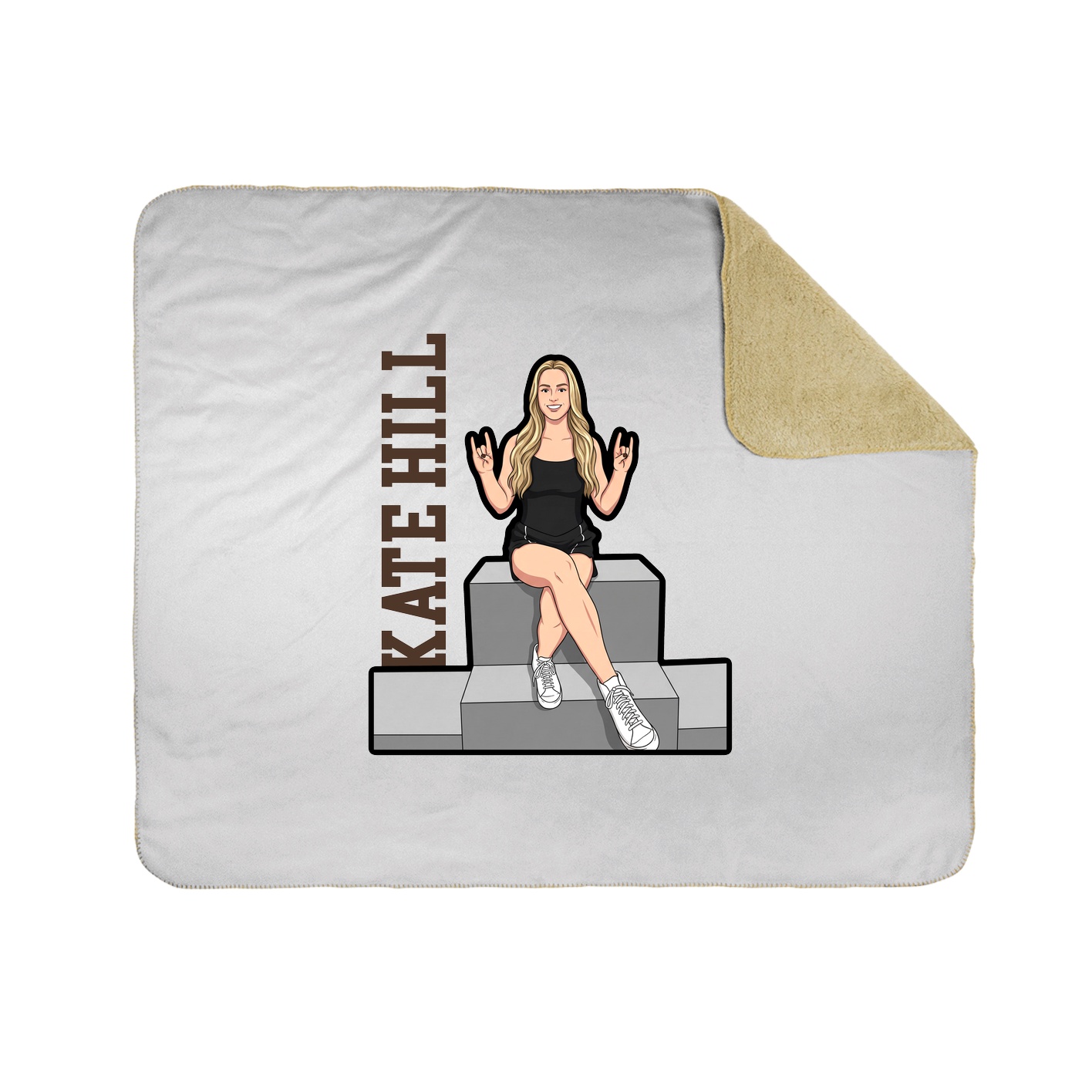 Throw Blanket — Name Vertical in White