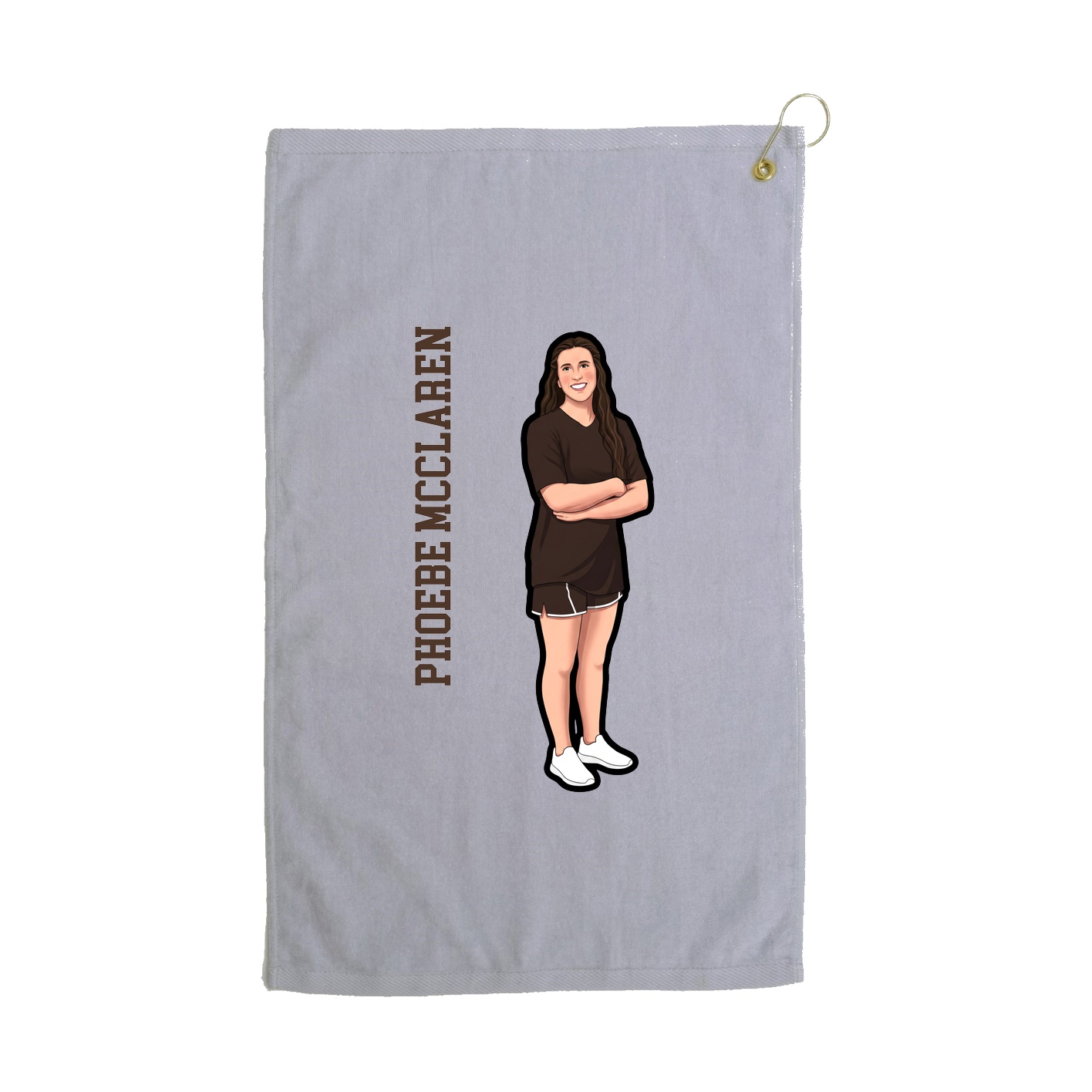 Golf Towel — Name Vertical in Grey