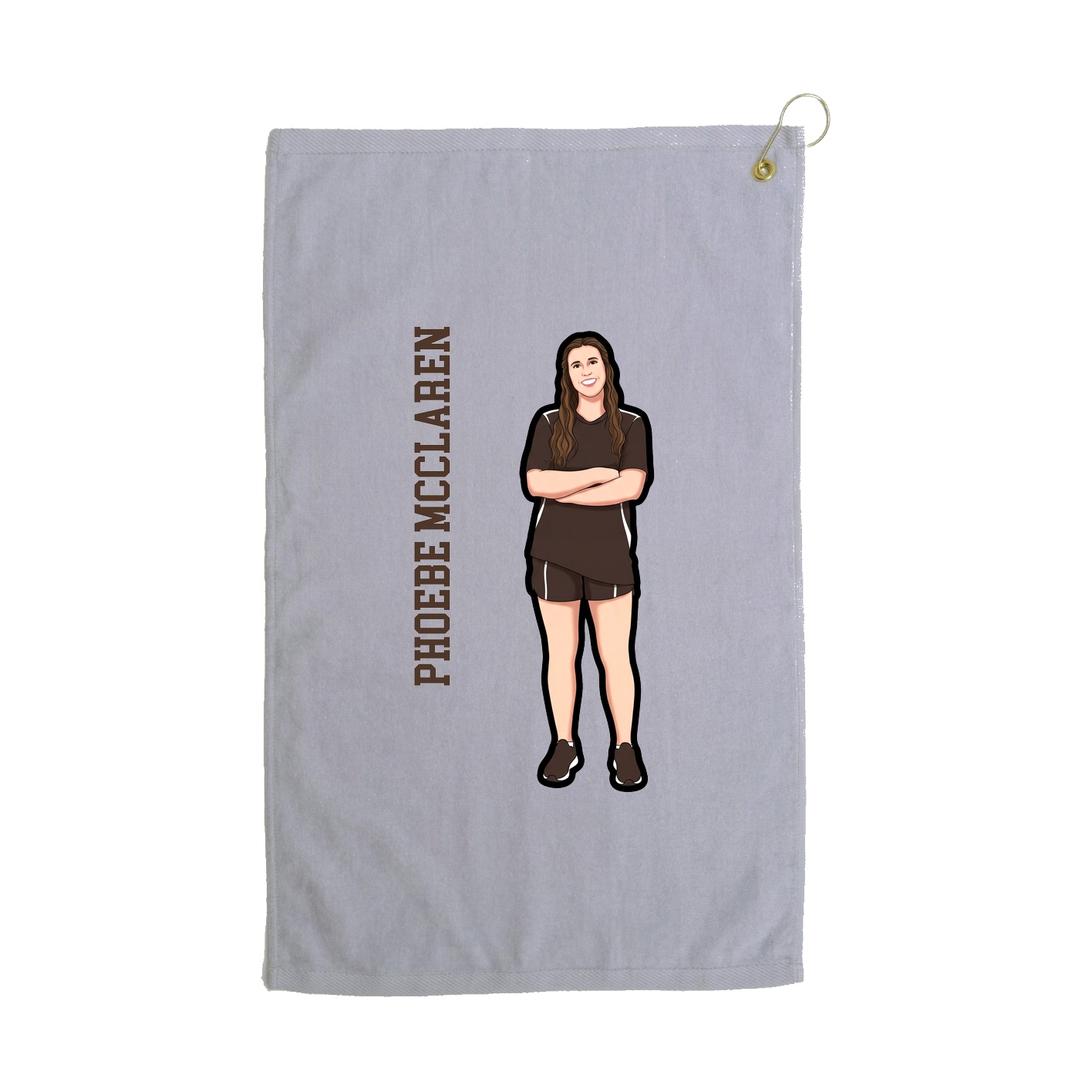 Golf Towel — Name Vertical in Grey