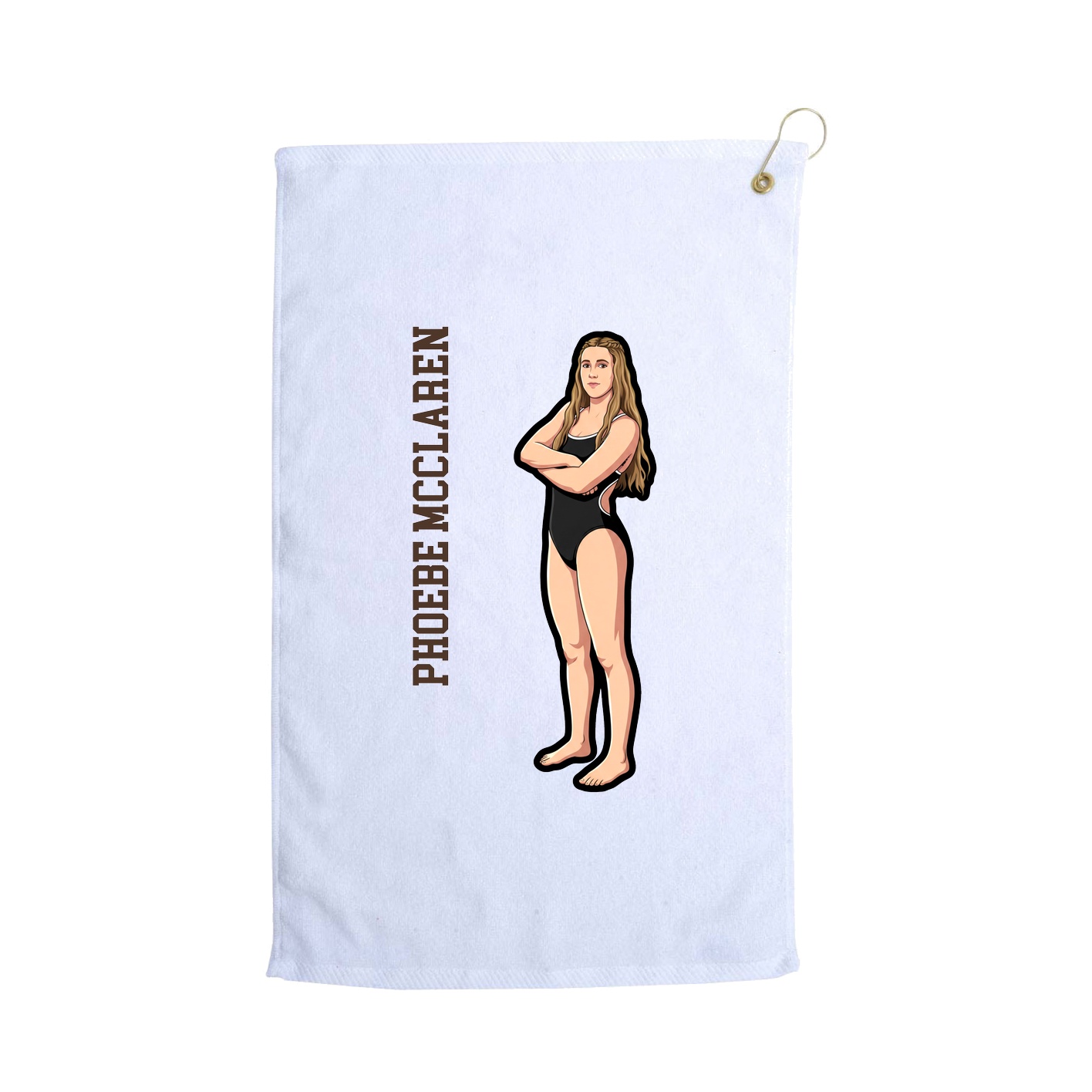 Golf Towel — Name Vertical in White