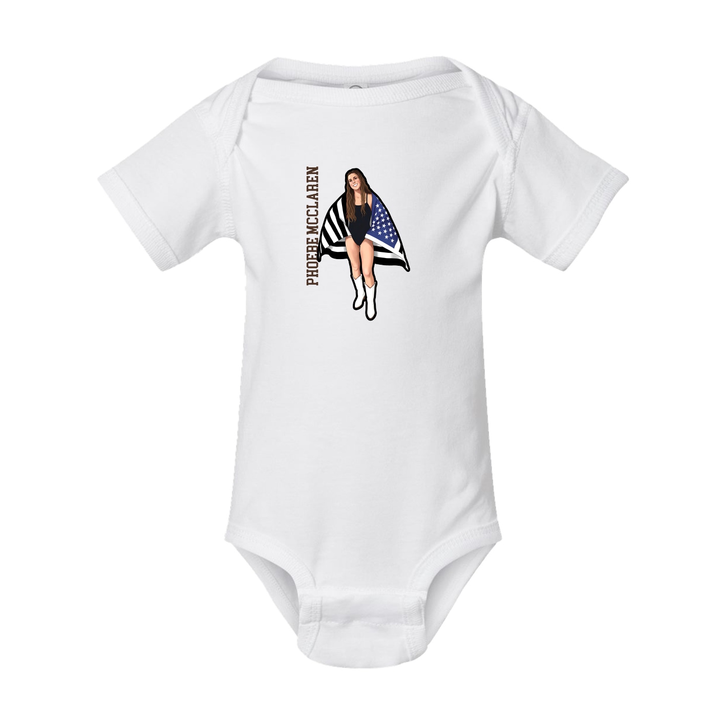 Baby Onesie — Name Vertical in White