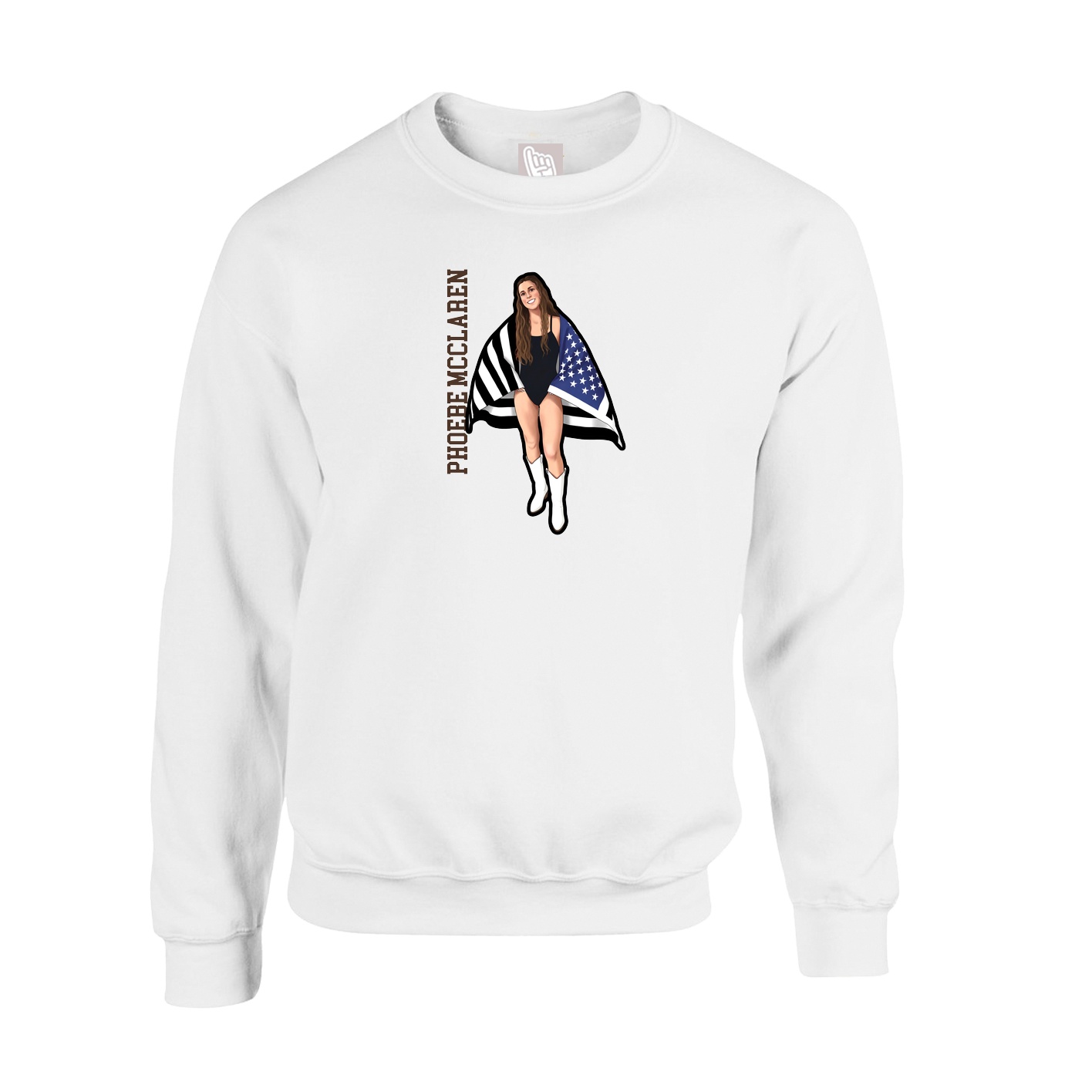 Fleece Crew — Name Vertical in White