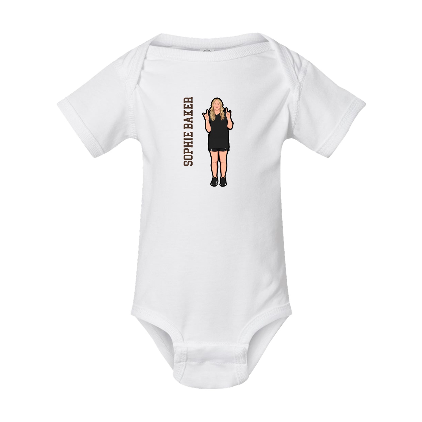 Baby Onesie — Name Vertical in White