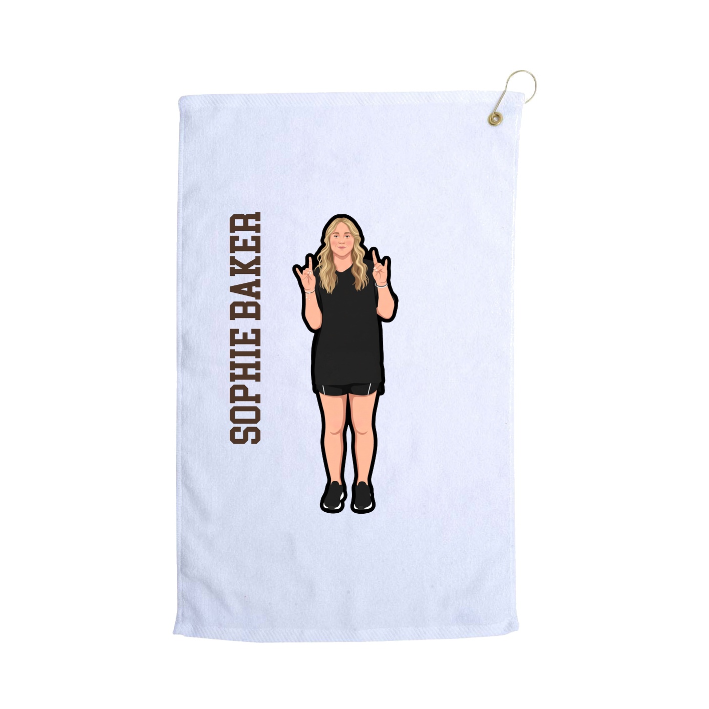 Golf Towel — Name Vertical in White