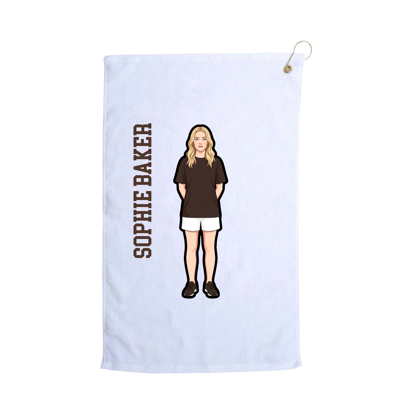 Golf Towel — Name Vertical in White