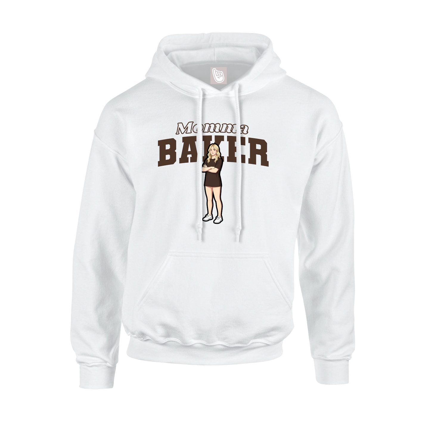 Youth Hoodie — Mothers Day Block in White