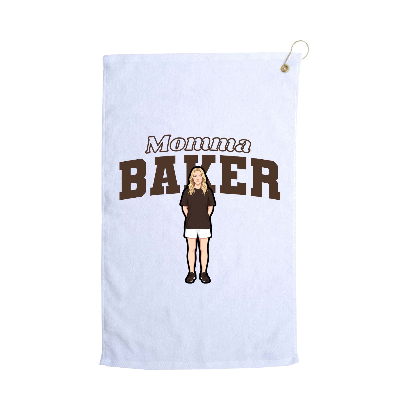 Golf Towel — Mothers Day Block in White