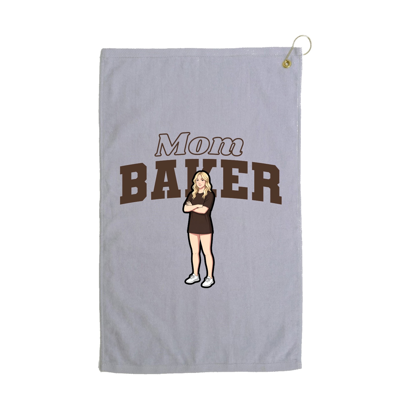 Golf Towel — Mothers Day Block in Grey