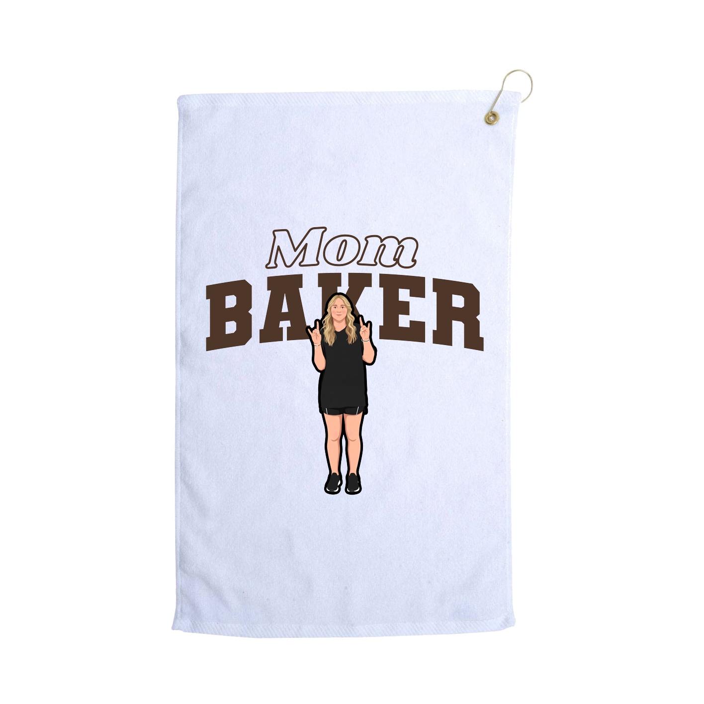 Golf Towel — Mothers Day Block in White