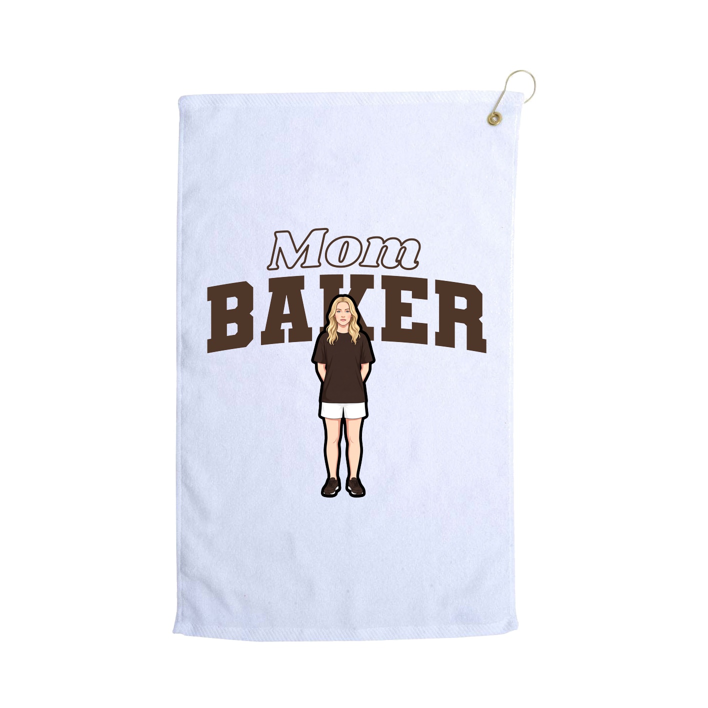 Golf Towel — Mothers Day Block in White