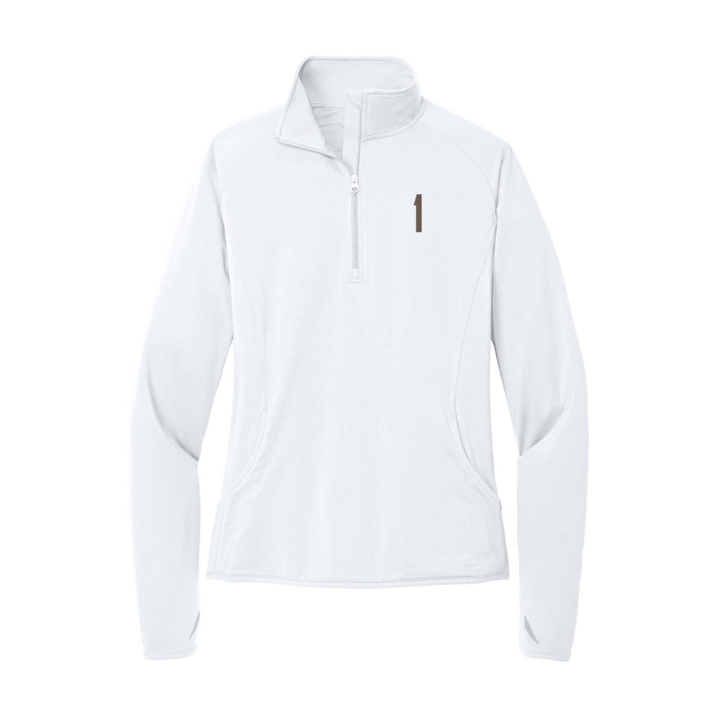 Women's Q-Zip Pullover — Front Shirsy in White