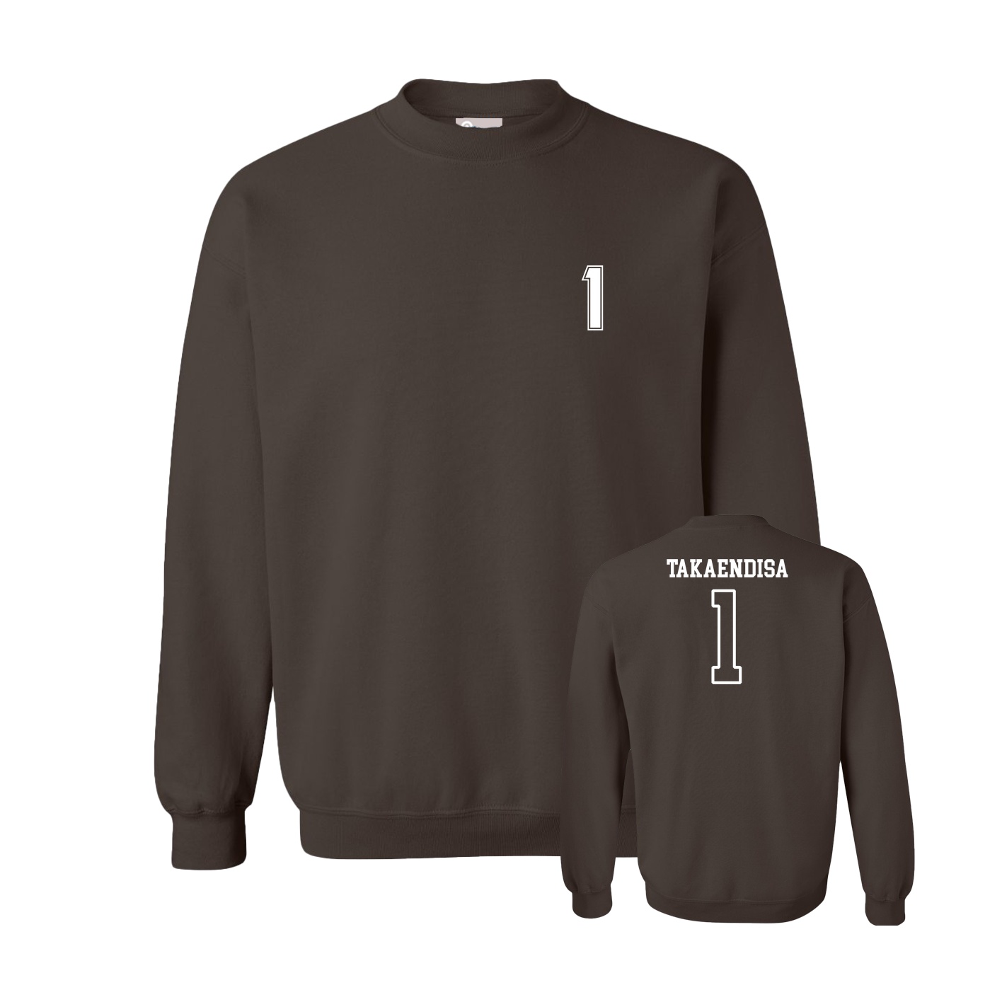 Fleece Crew — Chest Back in Brown