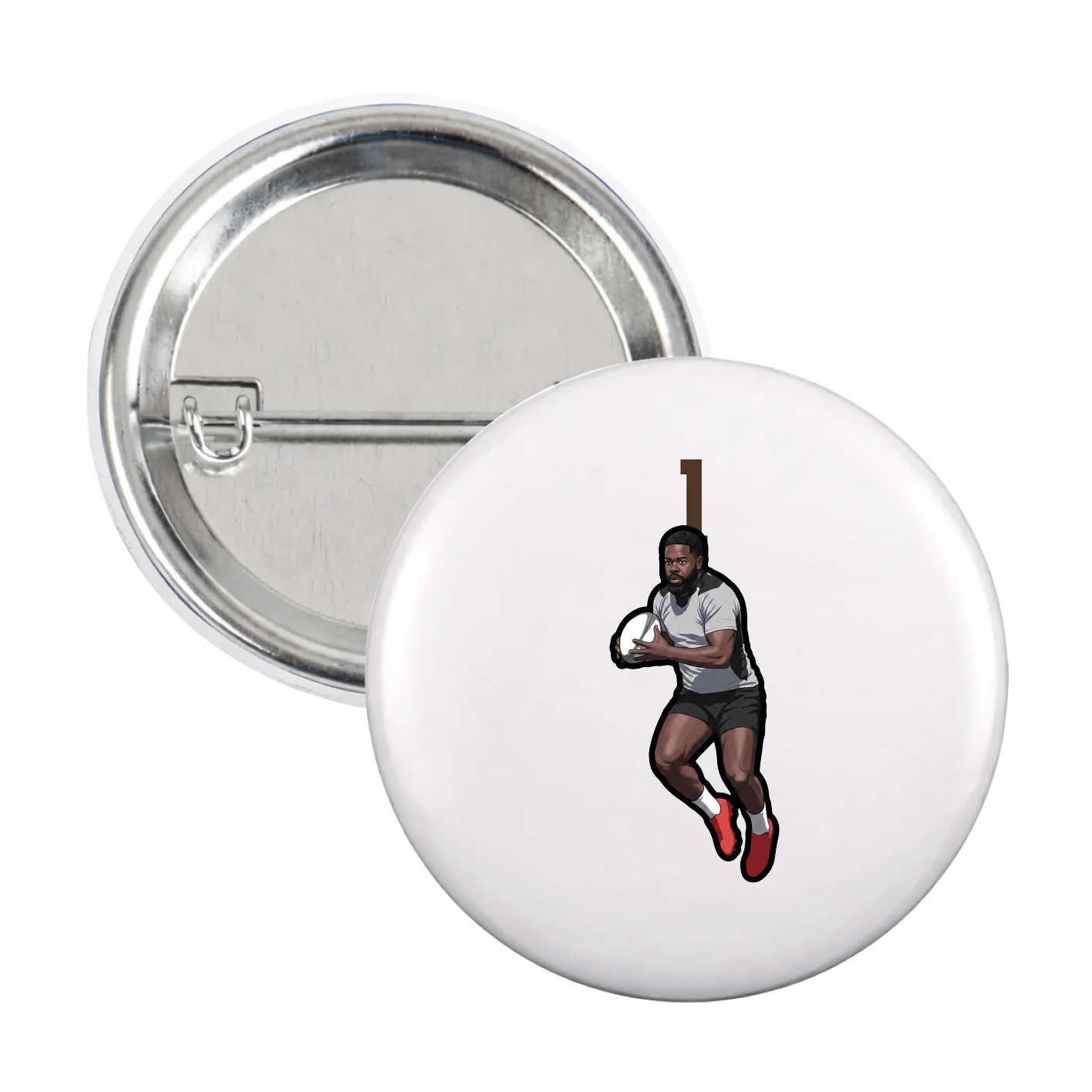 Game Day Button — Number Top in White