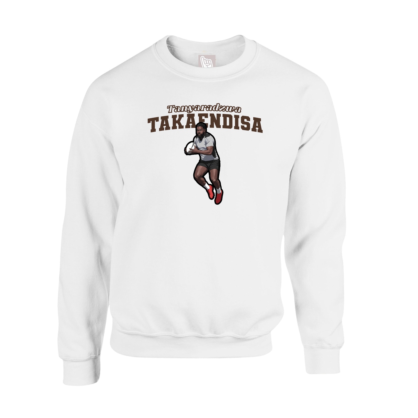Fleece Crew — Name Arch in White