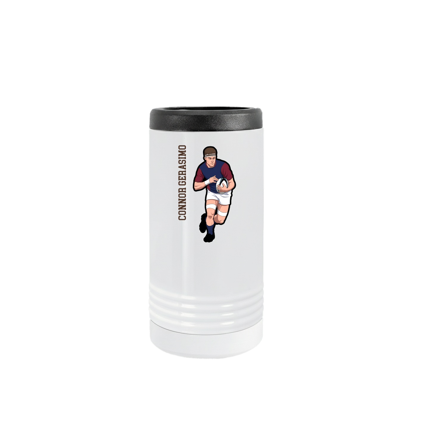 Slim Beverage Holder — Name Vertical in White
