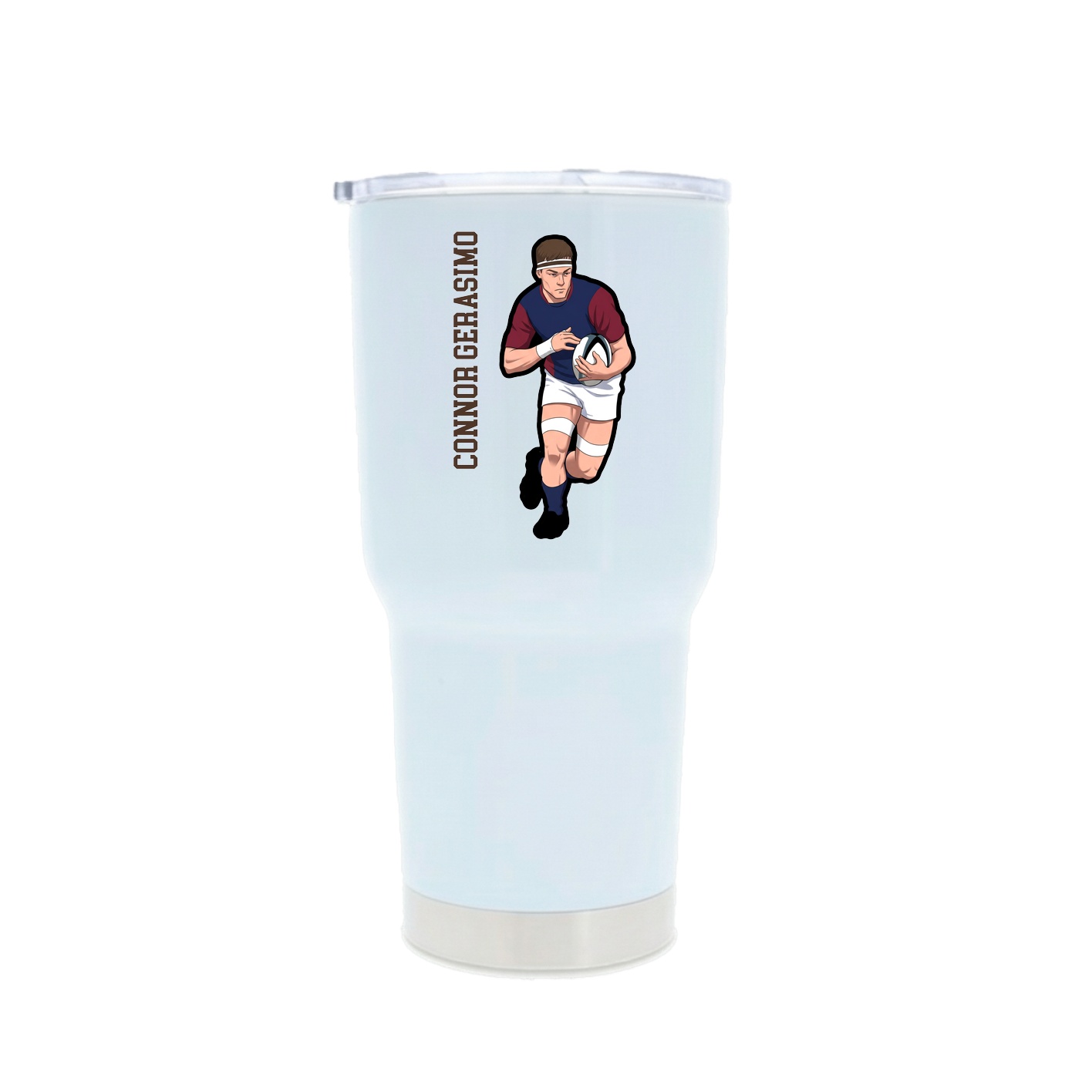 30oz Stainless Steel Tumbler — Name Vertical in White