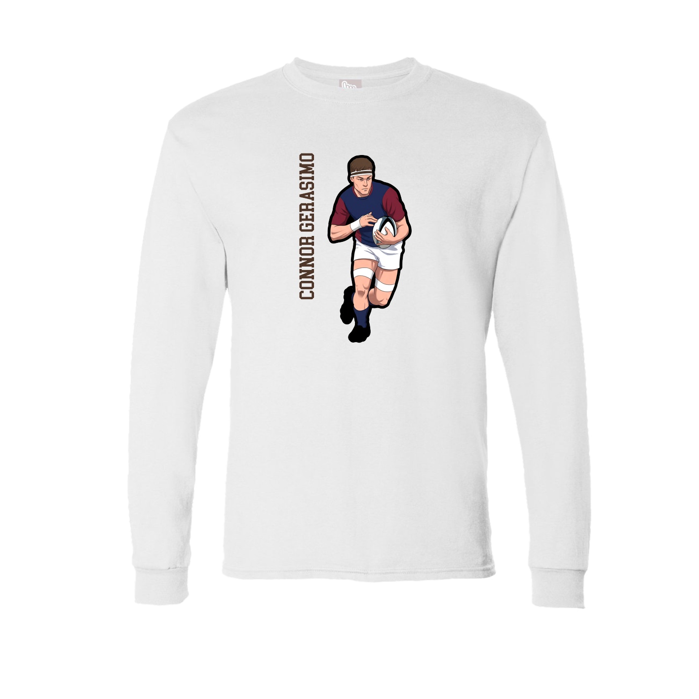 Long Sleeve Tee — Name Vertical in White