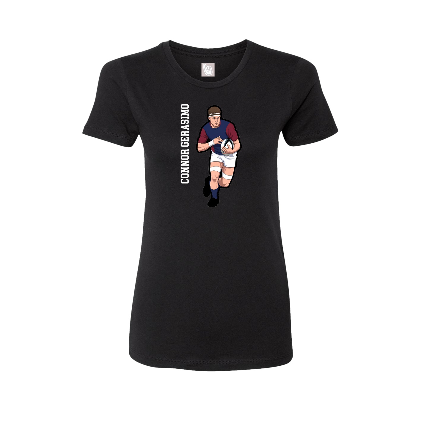 Fitted Women's Tee — Name Vertical in Black