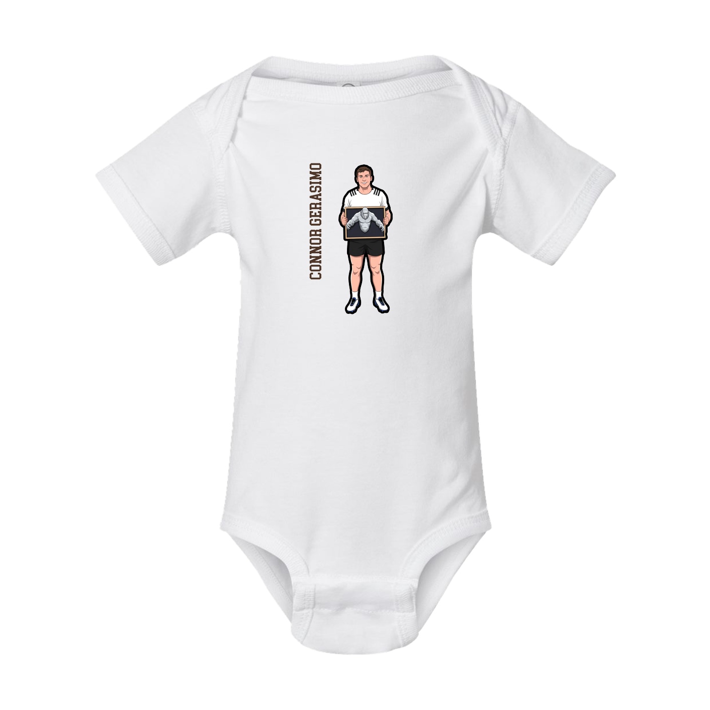 Baby Onesie — Name Vertical in White