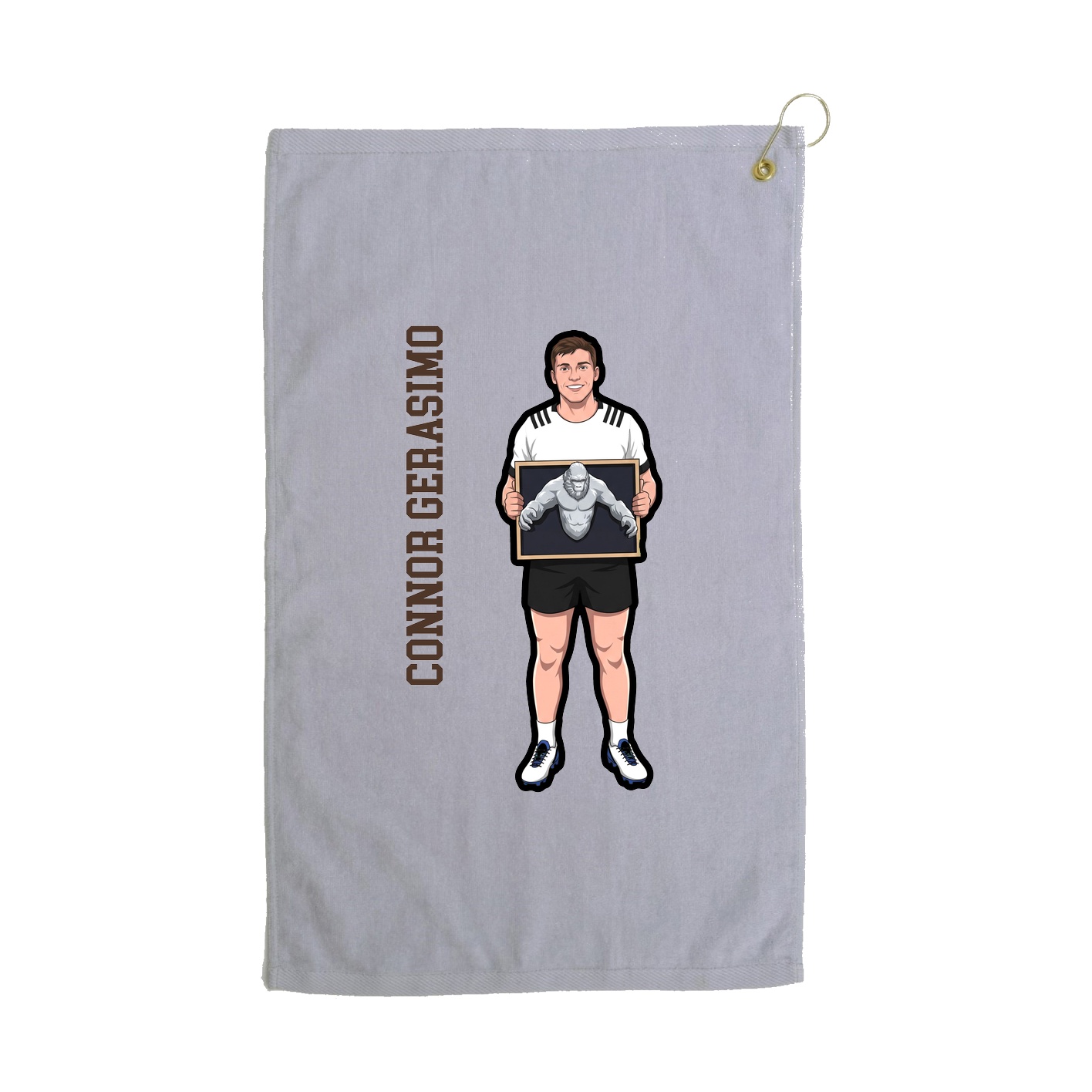 Golf Towel — Name Vertical in Grey
