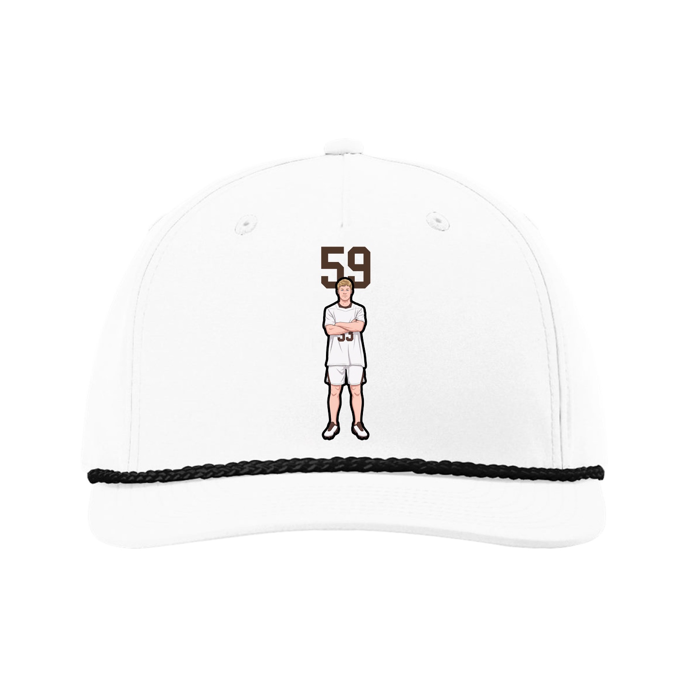 Five-Panel Classic Rope Cap — Number Top in White