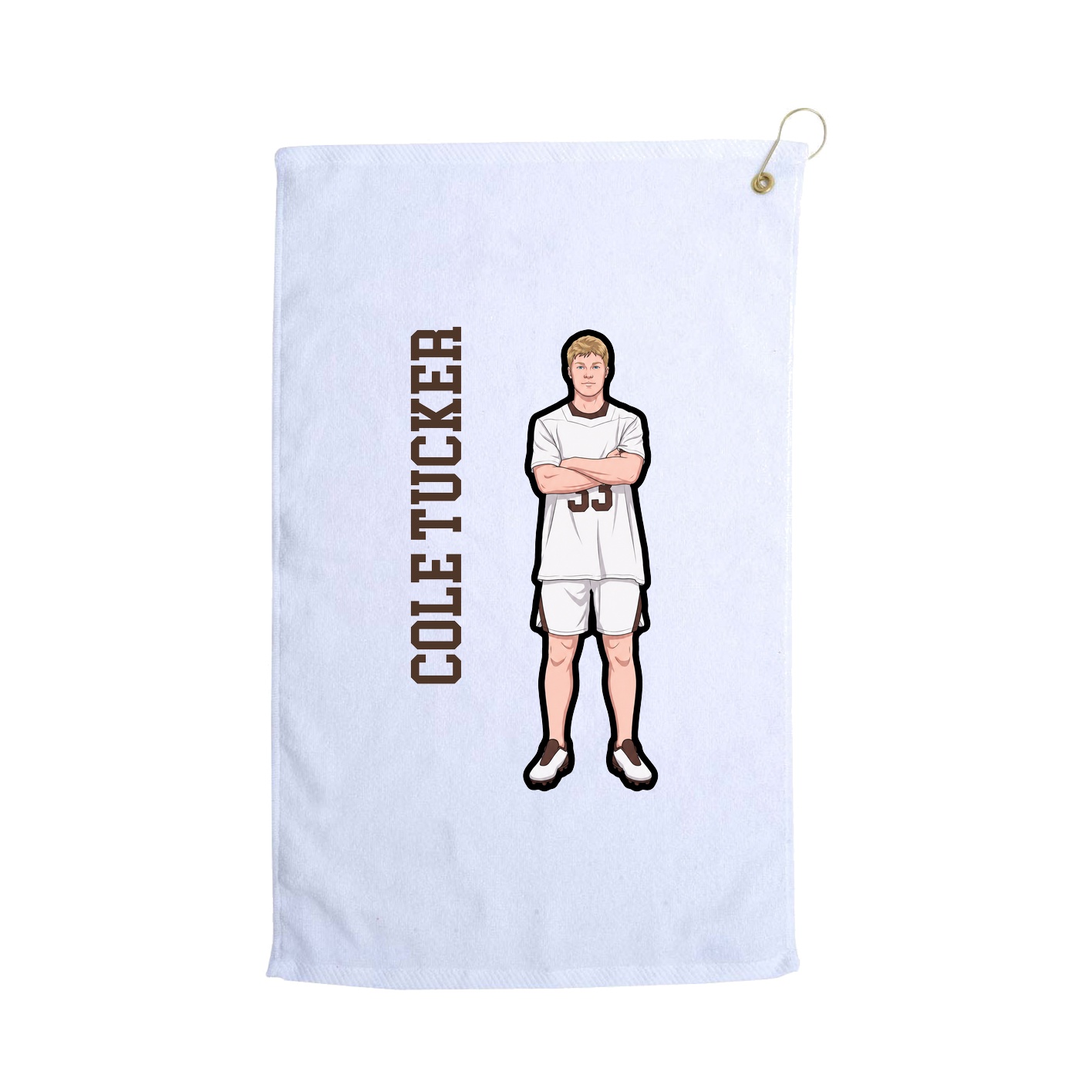 Golf Towel — Name Vertical in White