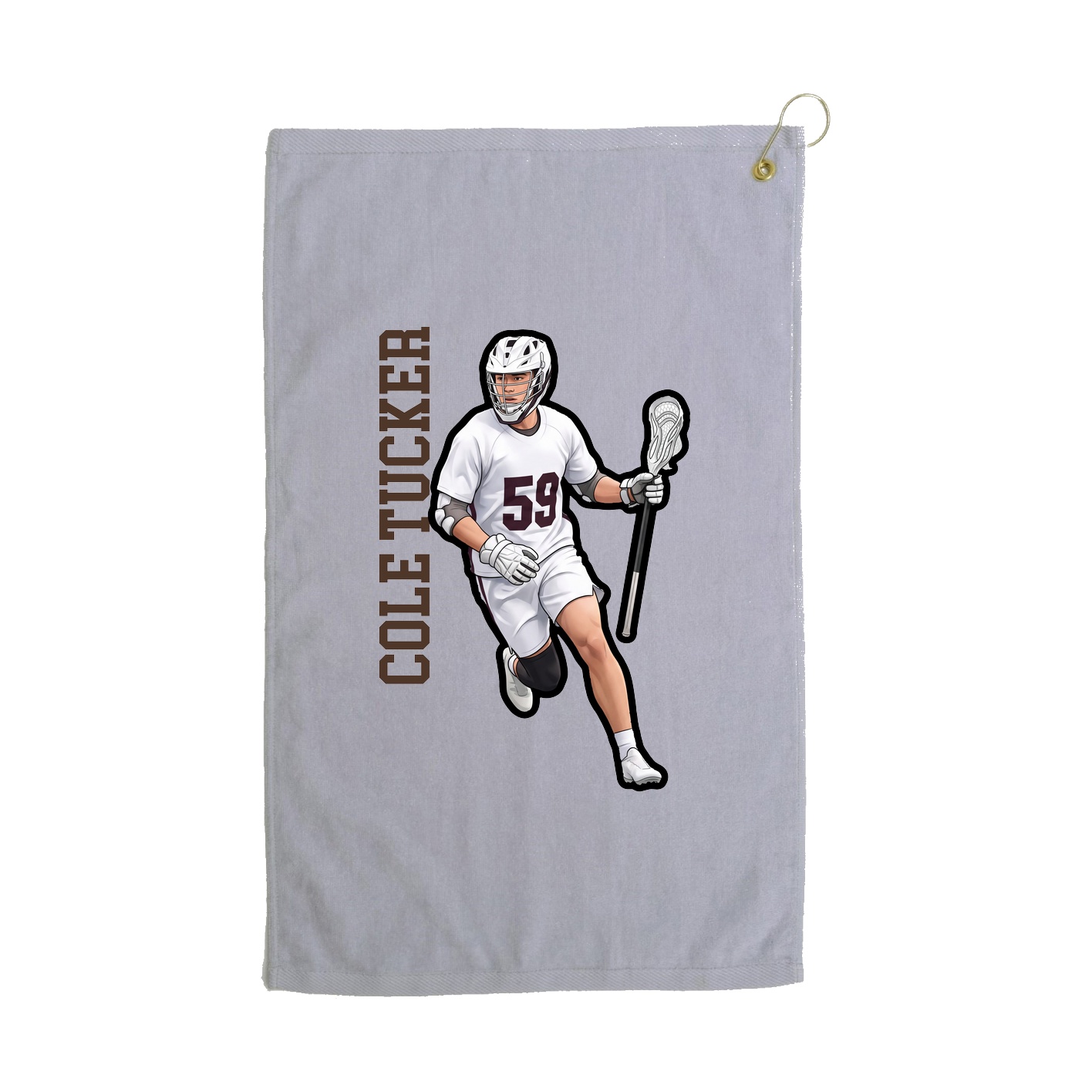 Golf Towel — Name Vertical in Grey