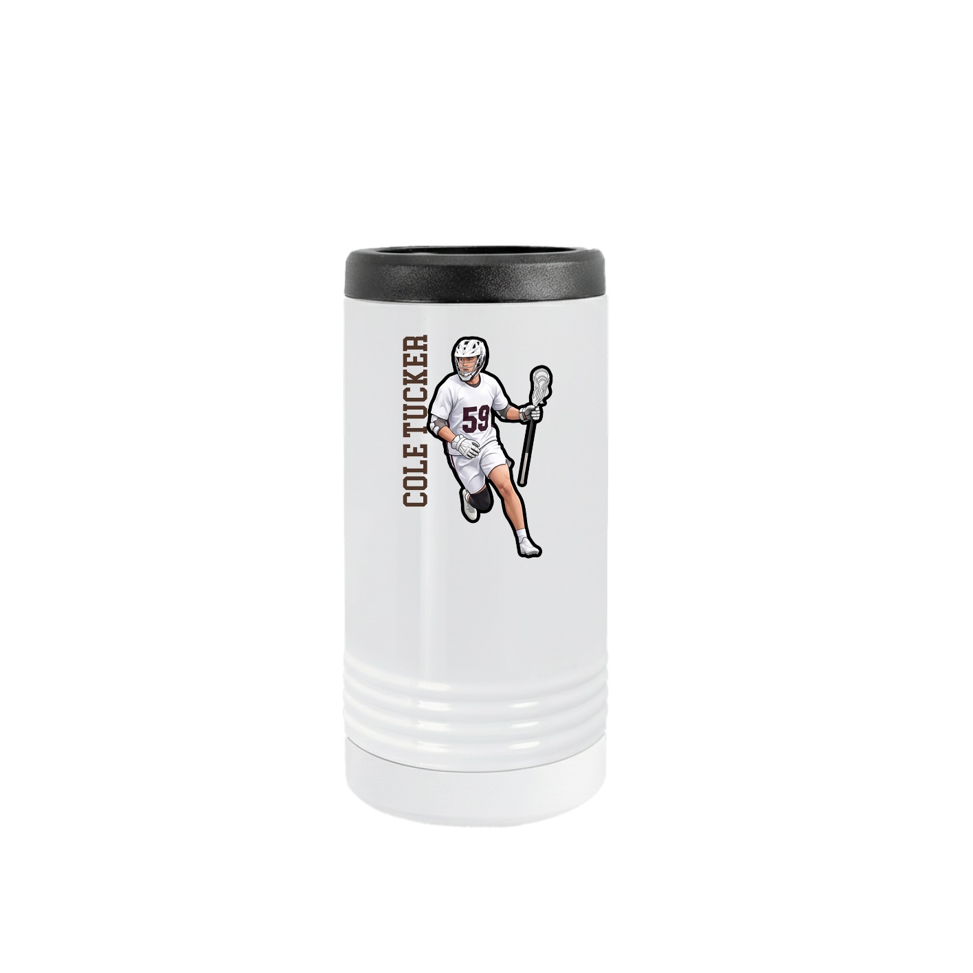 Slim Beverage Holder — Name Vertical in White