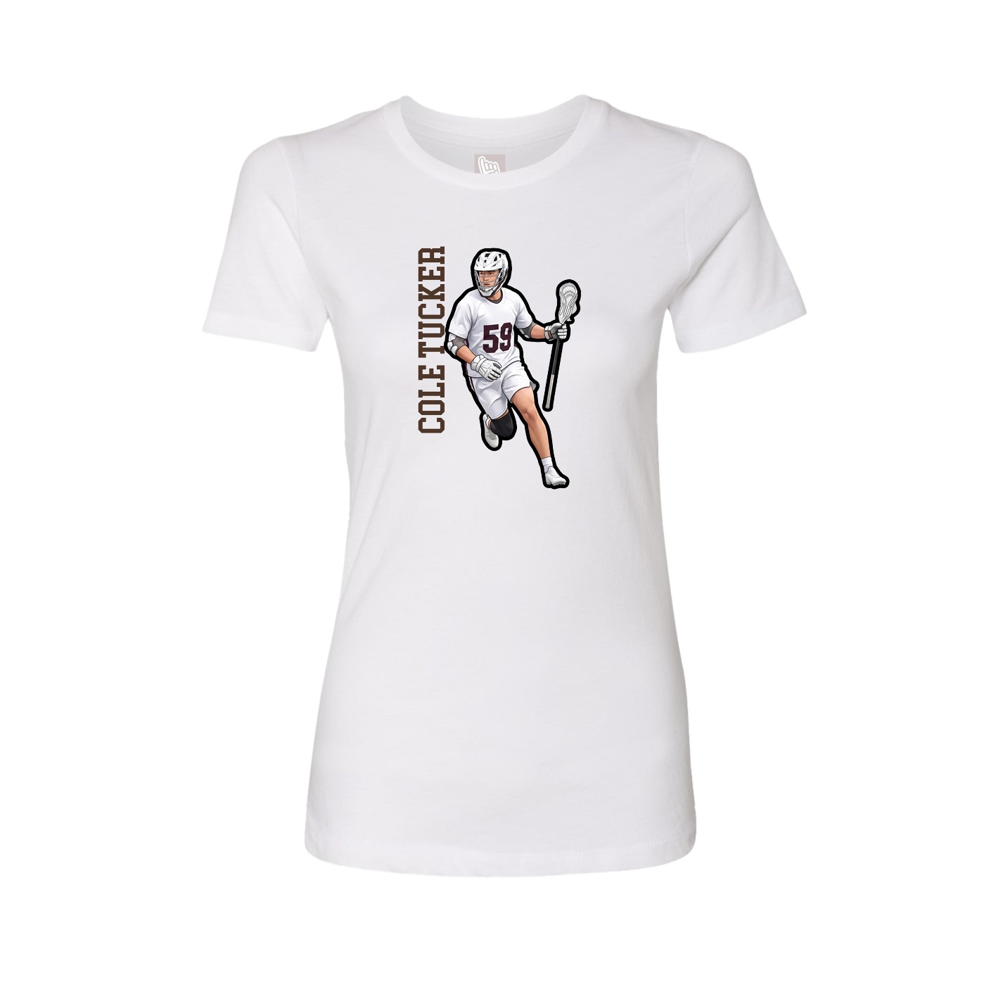 Fitted Women's Tee — Name Vertical in White