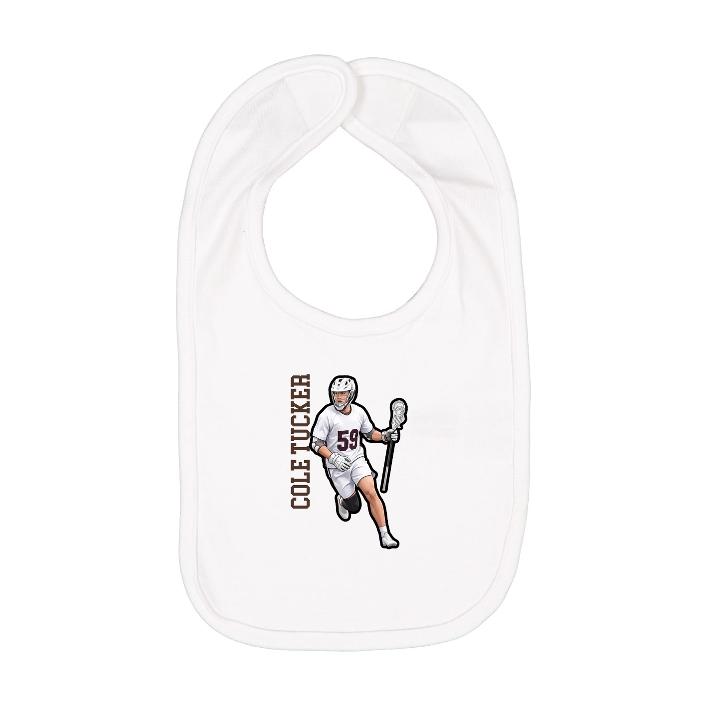 Infant Bib — Name Vertical in White