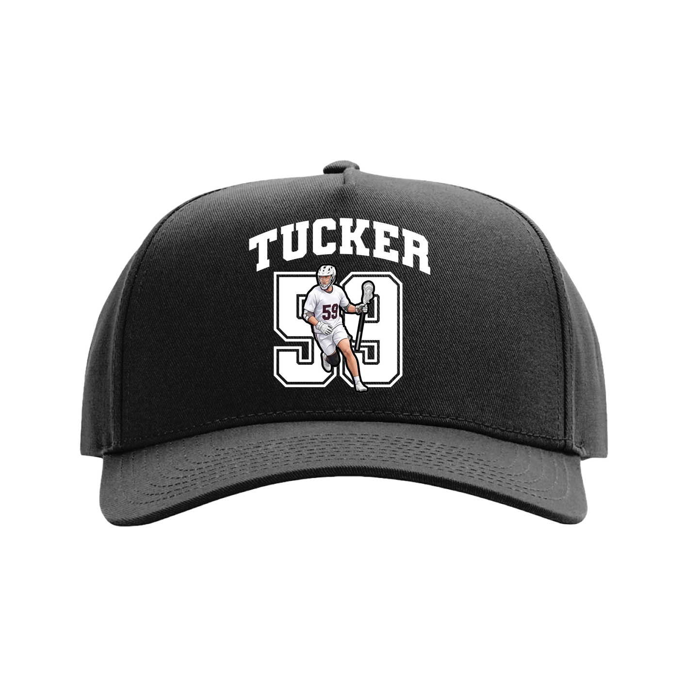 Full Fabric Five-Panel Champ Cap — Number in Black