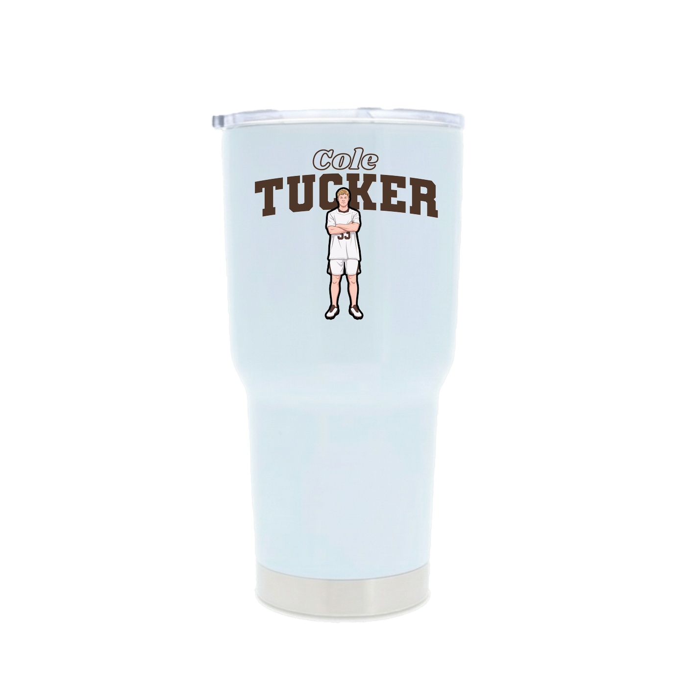 30oz Stainless Steel Tumbler — Name Arch in White