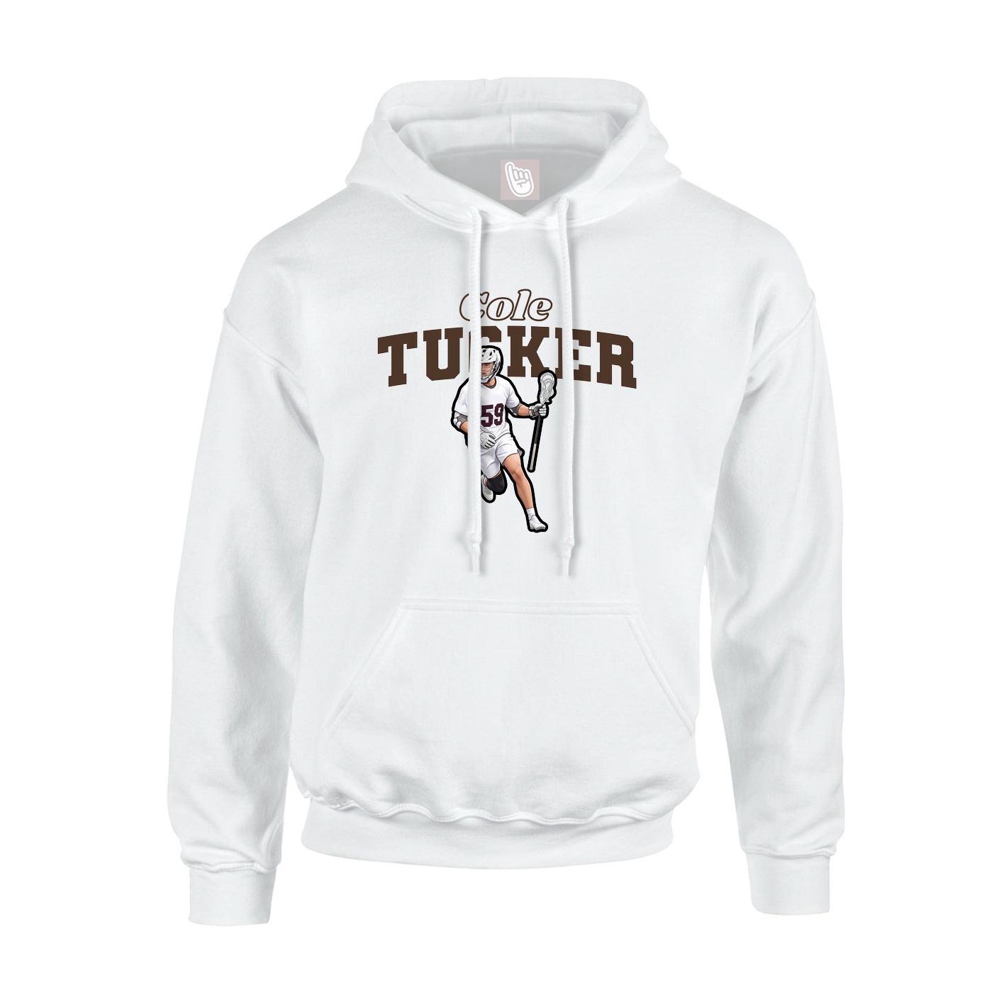 Youth Hoodie — Name Arch in White