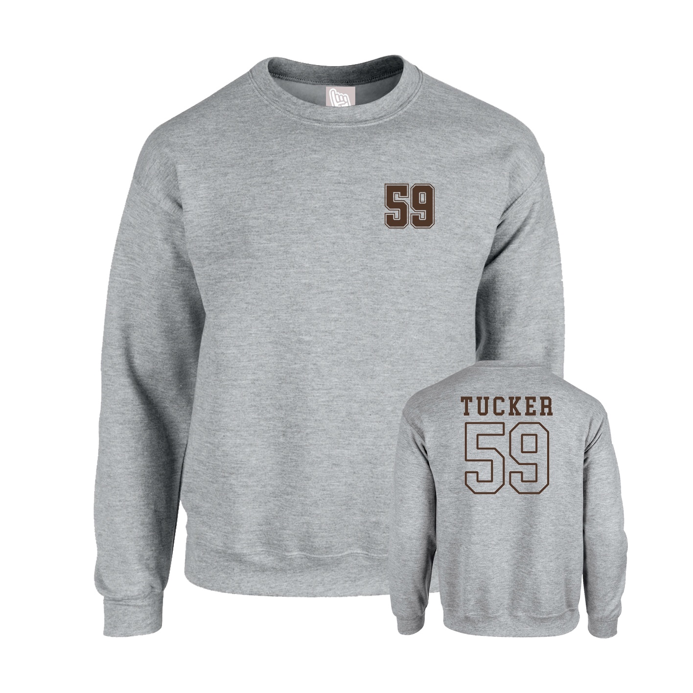 Fleece Crew — Chest Back in Grey