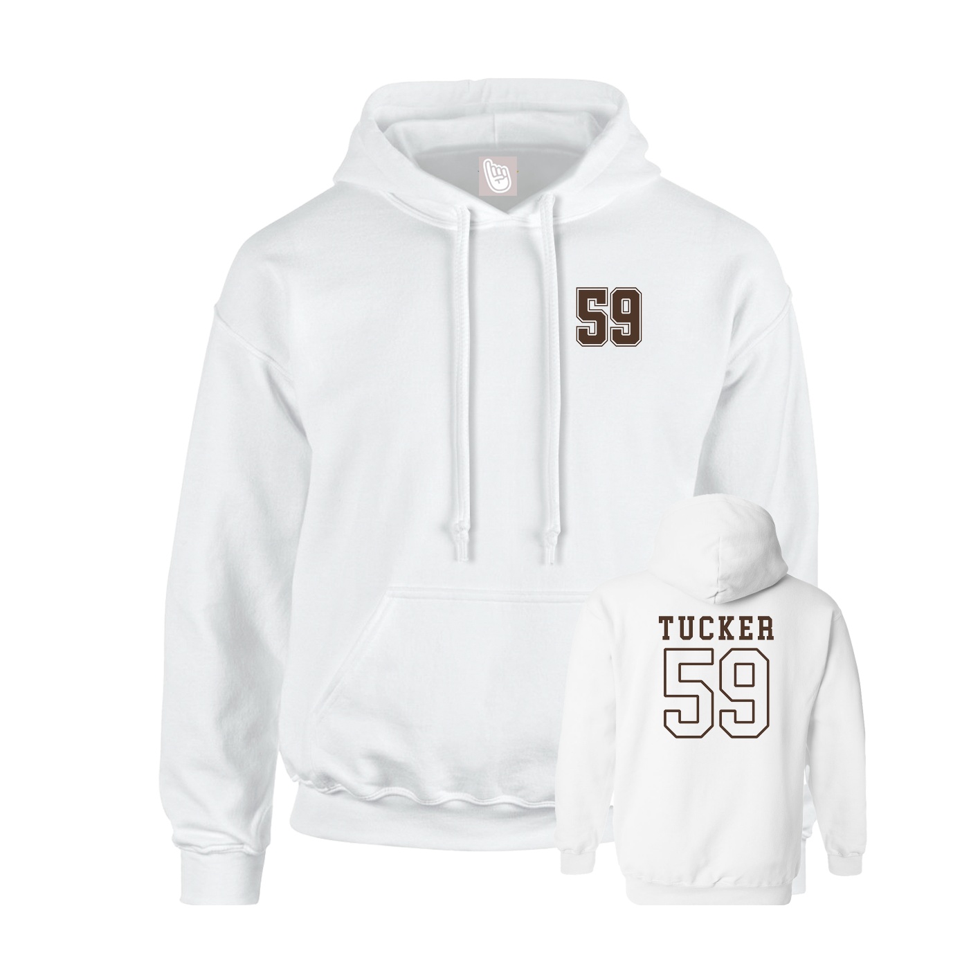 Youth Hoodie — Chest Back in White