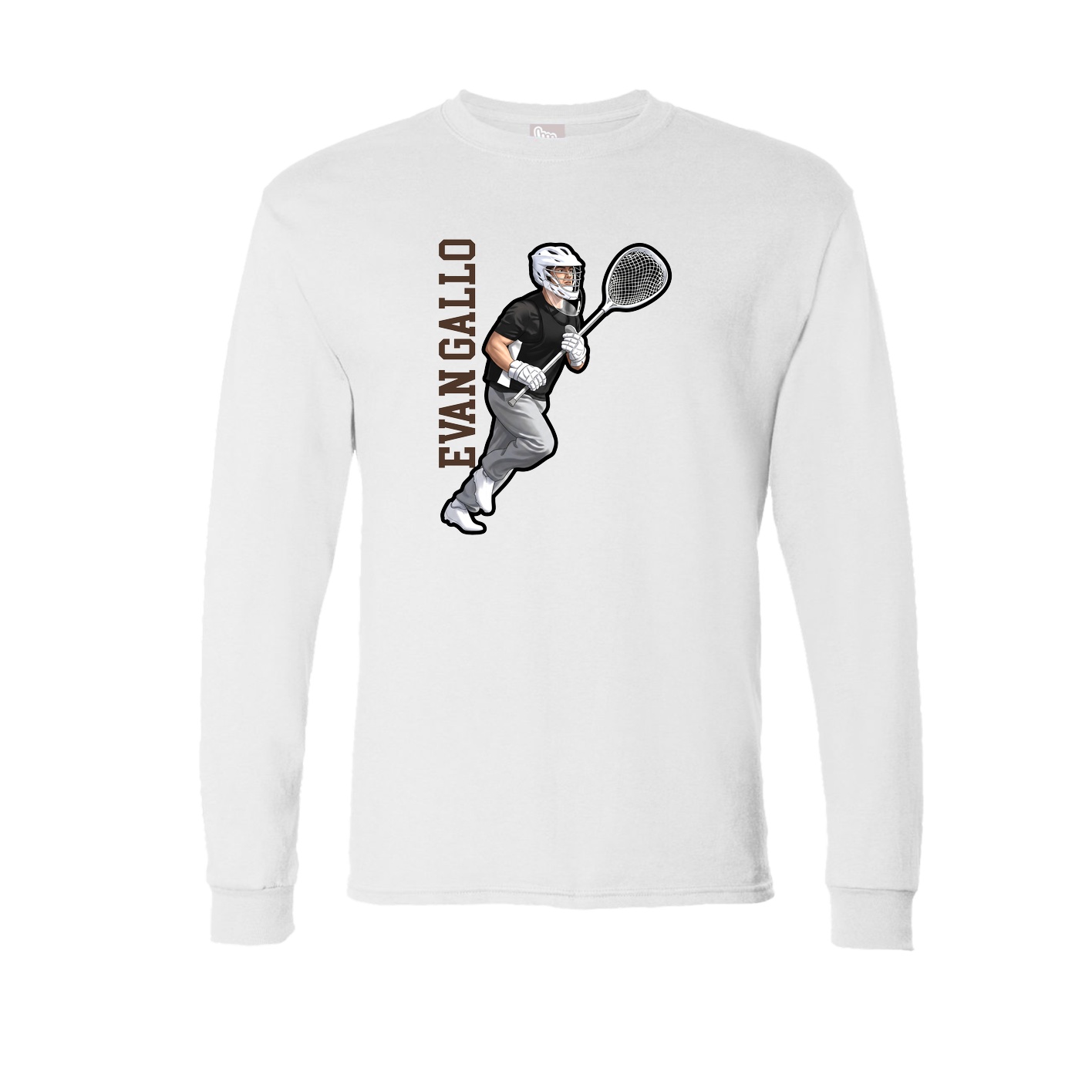 Long Sleeve Tee — Name Vertical in White