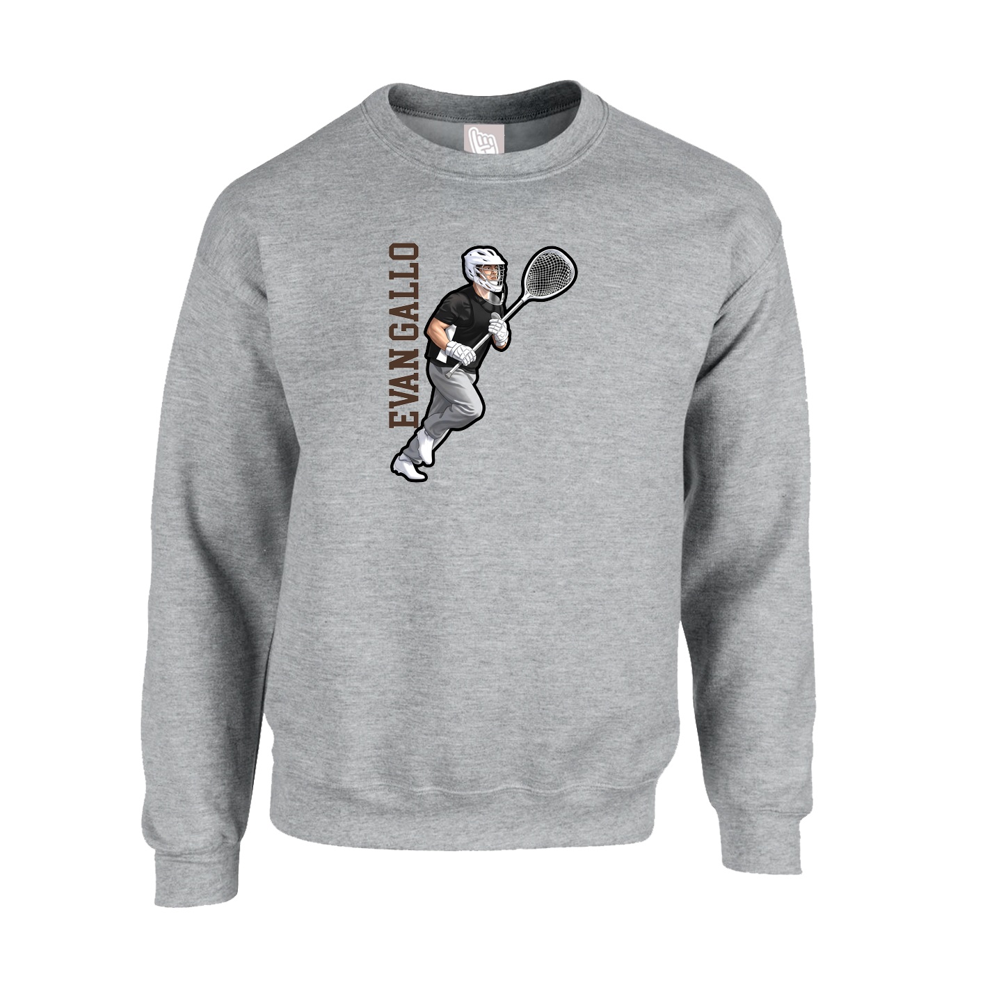 Fleece Crew — Name Vertical in Grey