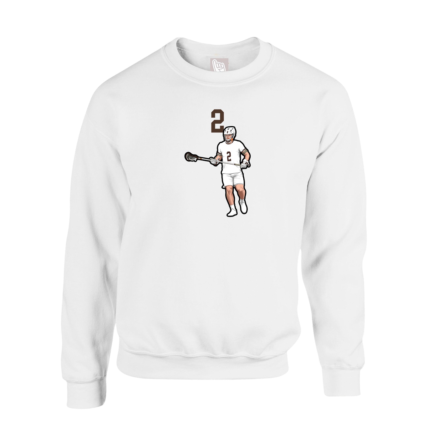 Fleece Crew — Number Top in White