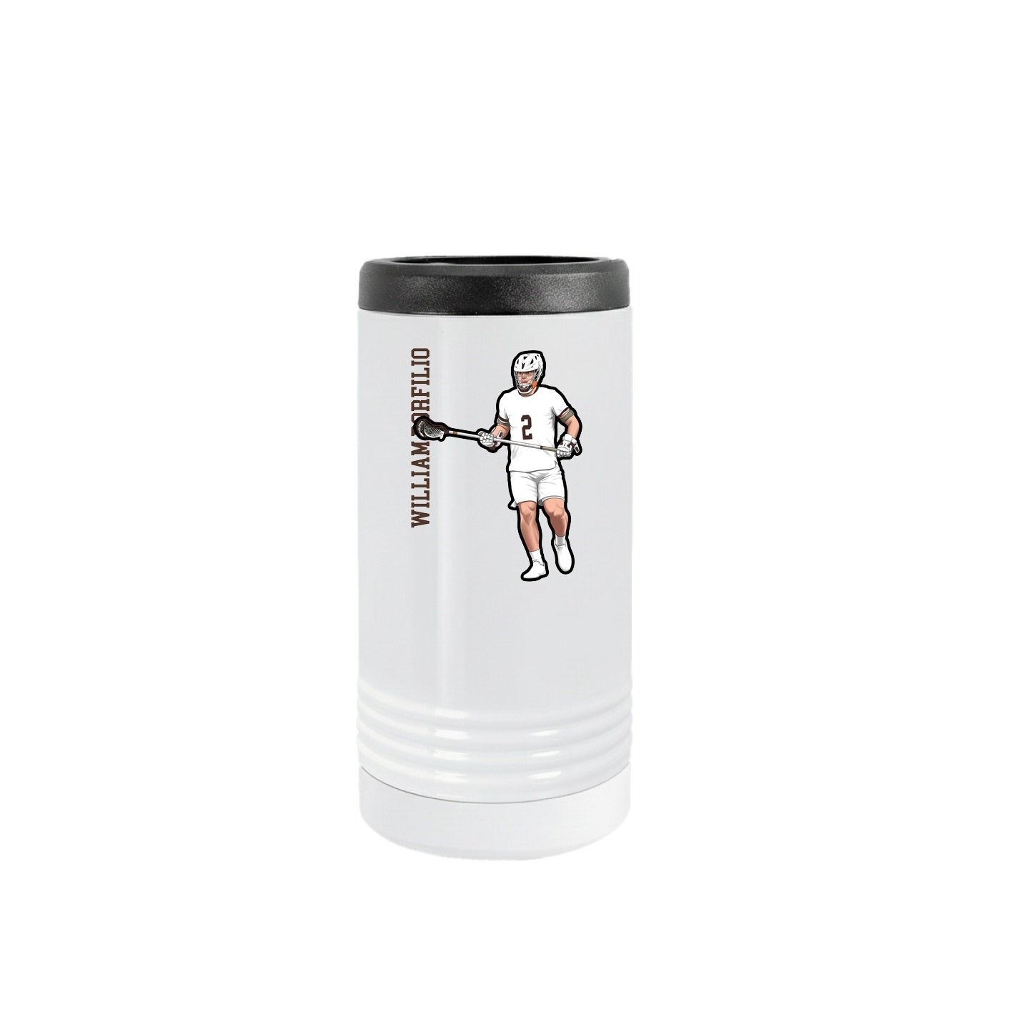 Slim Beverage Holder — Name Vertical in White
