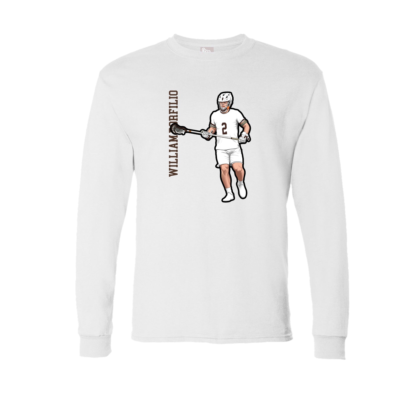 Long Sleeve Tee — Name Vertical in White